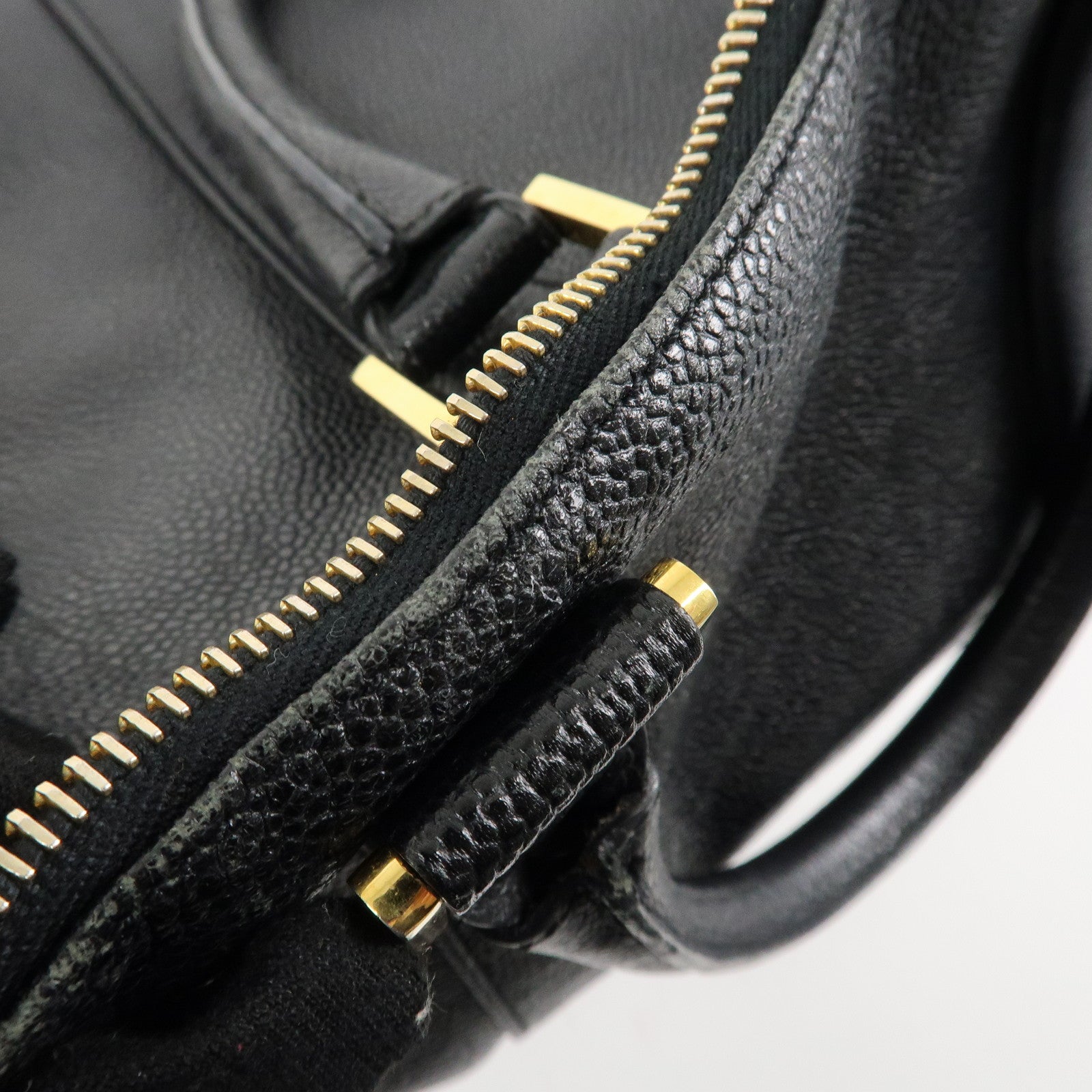 CHANEL Caviar Skin 2Way Boston Bag Hand Bag Black Used