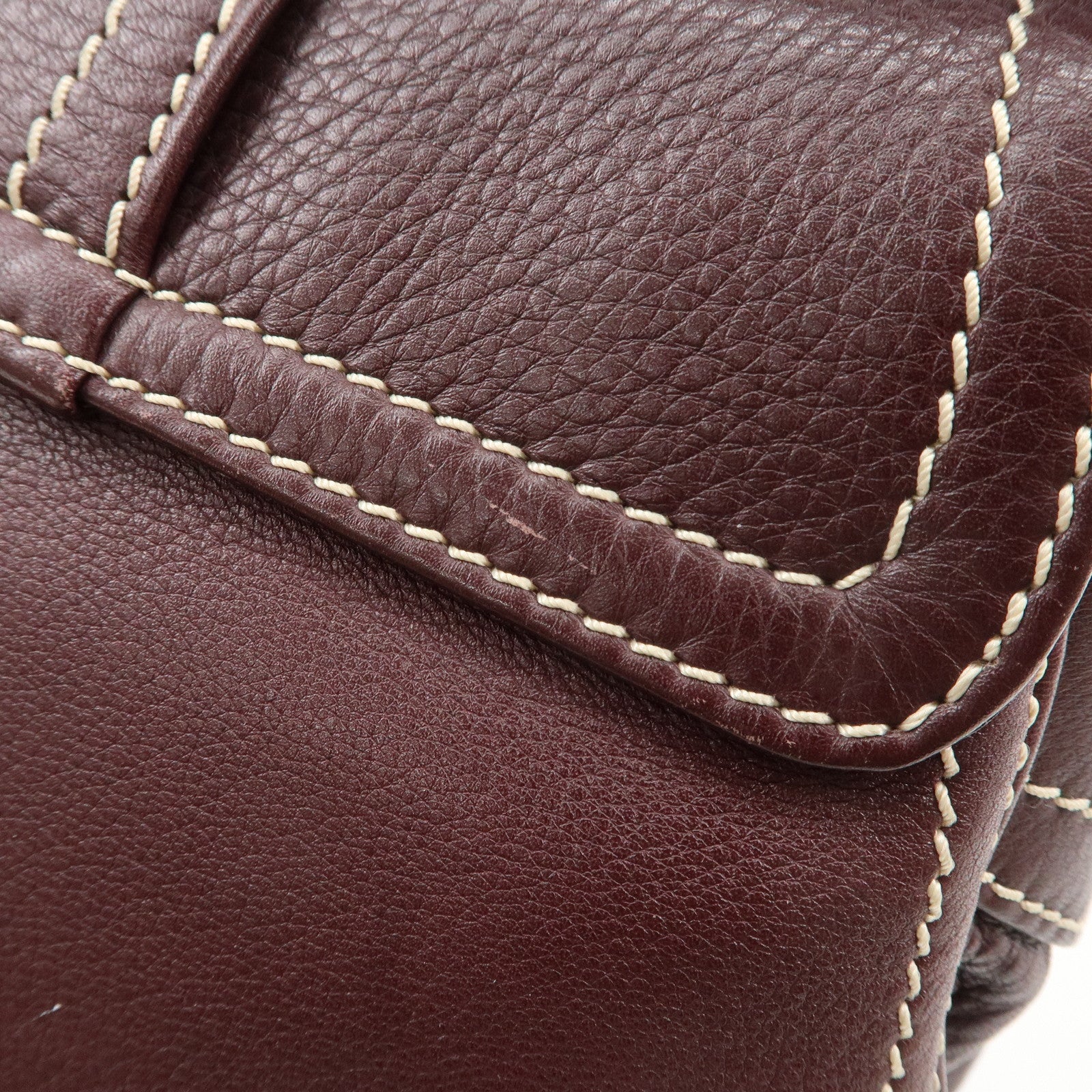 CELINE Leather Shoulder Bag Hand Bag Brown Gold Hardware Used