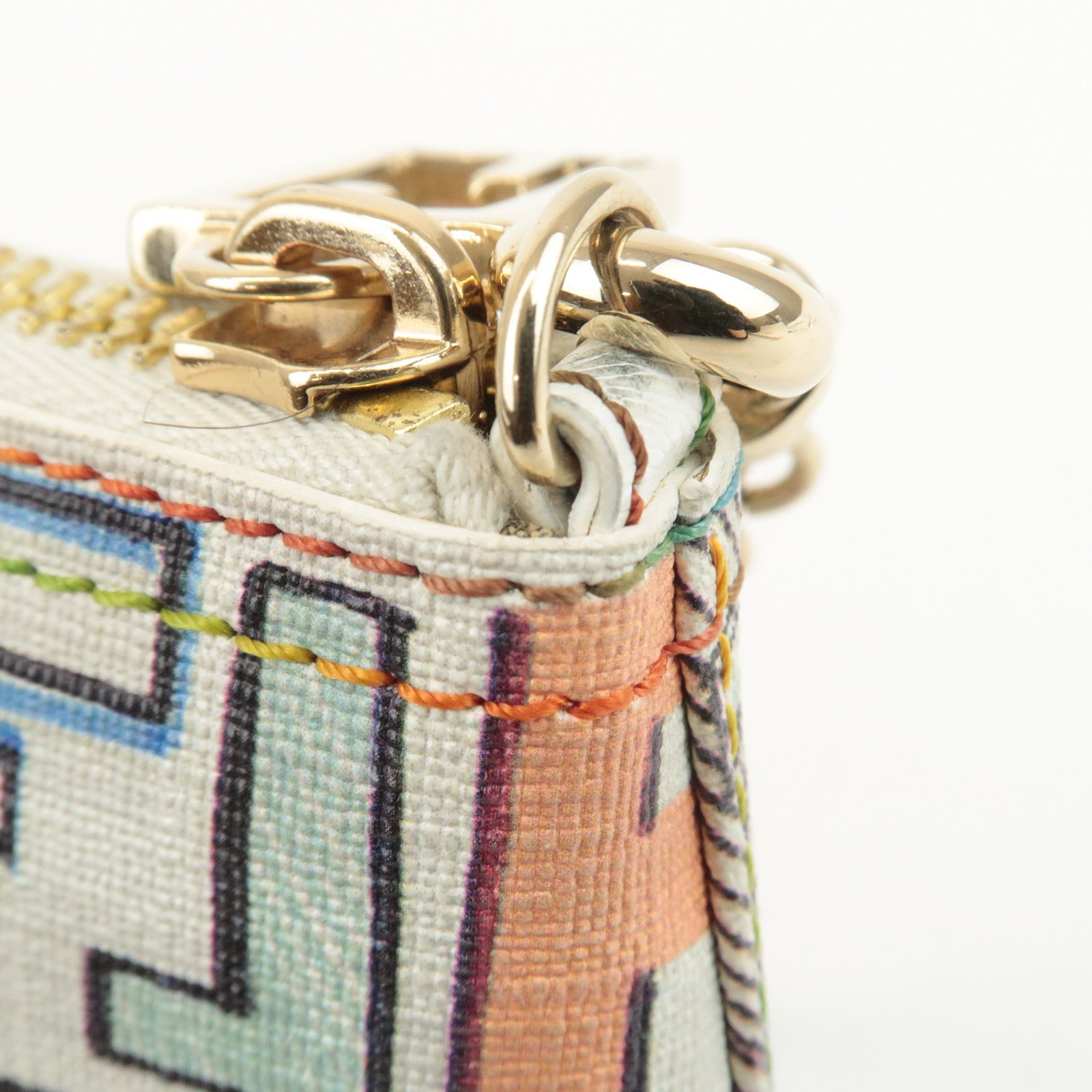 FENDI Zucca Print PVC Chain Accessory Pouch Multicolor 8BR592 Used