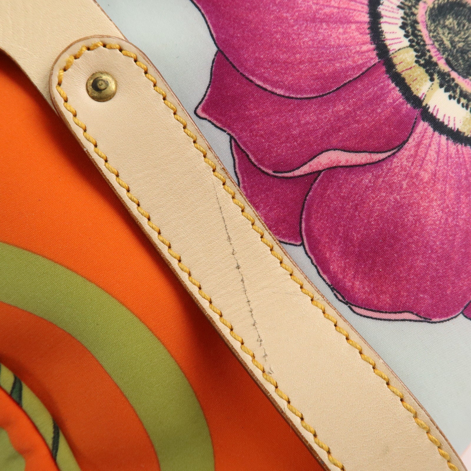 Ferragamo Nylon Leather Tote Bag Animal Multi Color AF-216407 Used