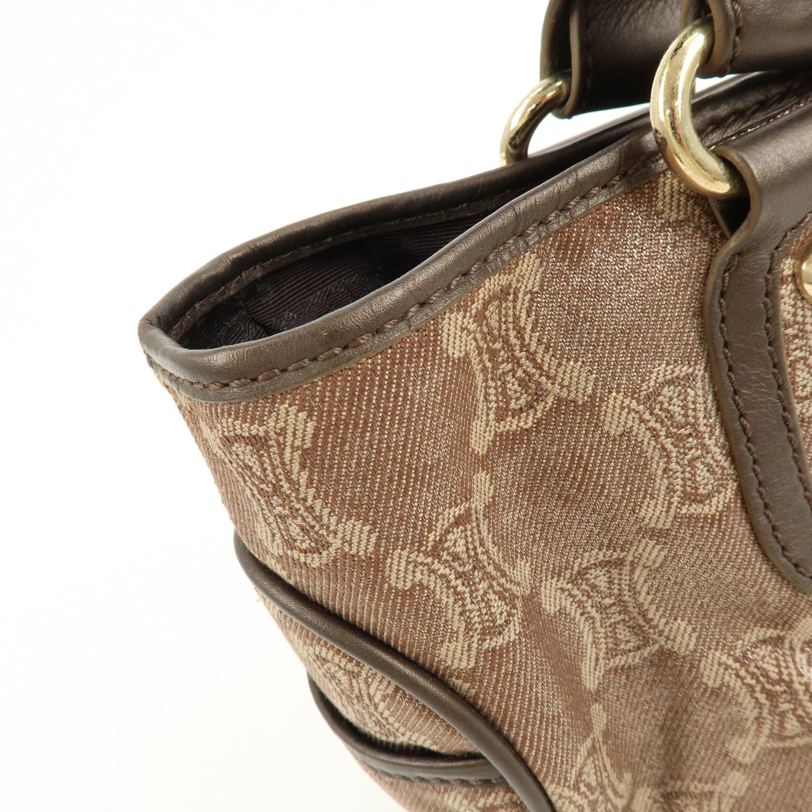 CELINE Macadam Canvas Leather Boogie Bag Hand Bag Brown