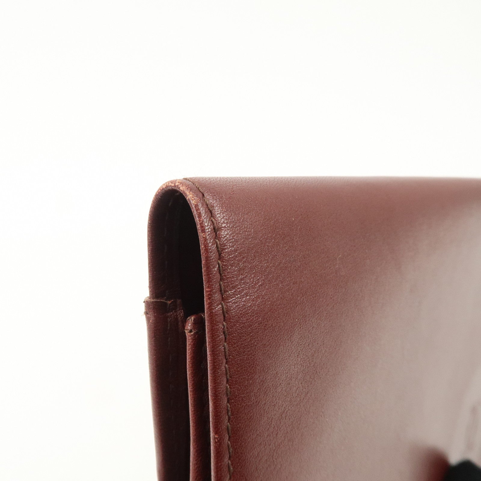 Cartier Must Line Leather Clutch Bag Bordeaux Gold Hardware Used