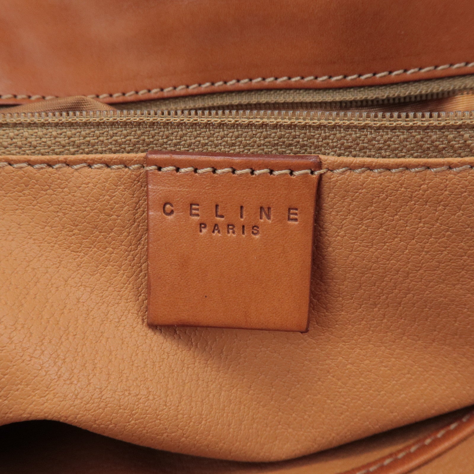 CELINE Macadam PVC Coated Canvas Leather Hand Bag Tote Bag Brown