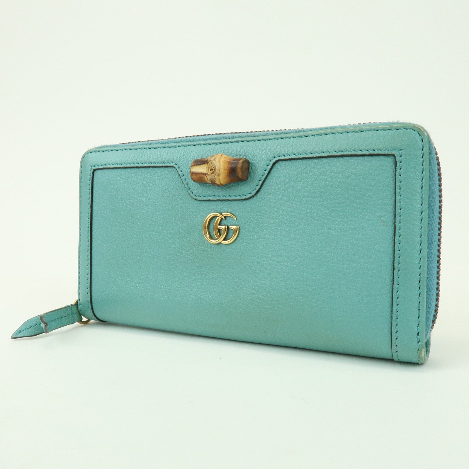 GUCCI Bamboo GG Marmont Leather Round Zippy Long Wallet 658634