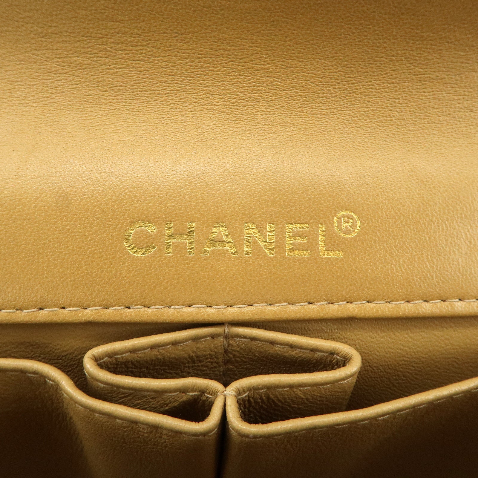 CHANEL Chocolate Bar Lamb Skin Chain Shoulder Bag Beige A15316 Used