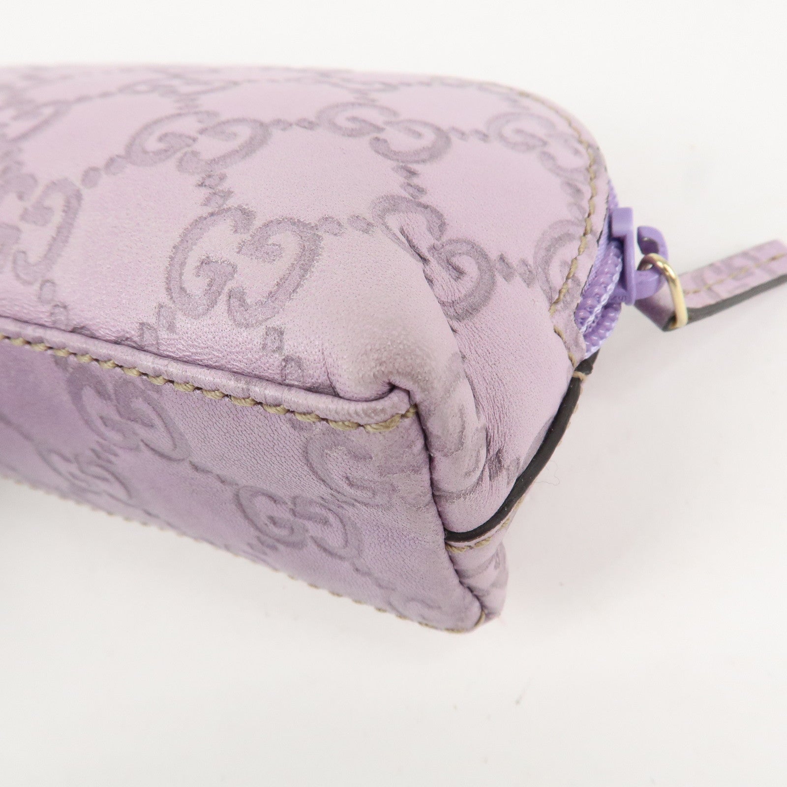 GUCCI Guccissima Leather Cosmetic Pouch Purple 272367 Used
