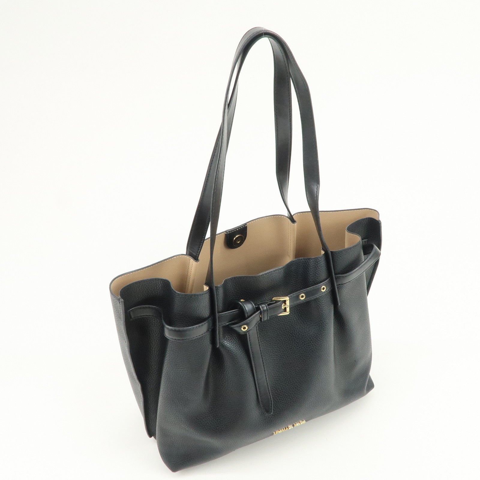 MICHAEL KORS Logo Leather Shoulder Bag Hand Bag Black