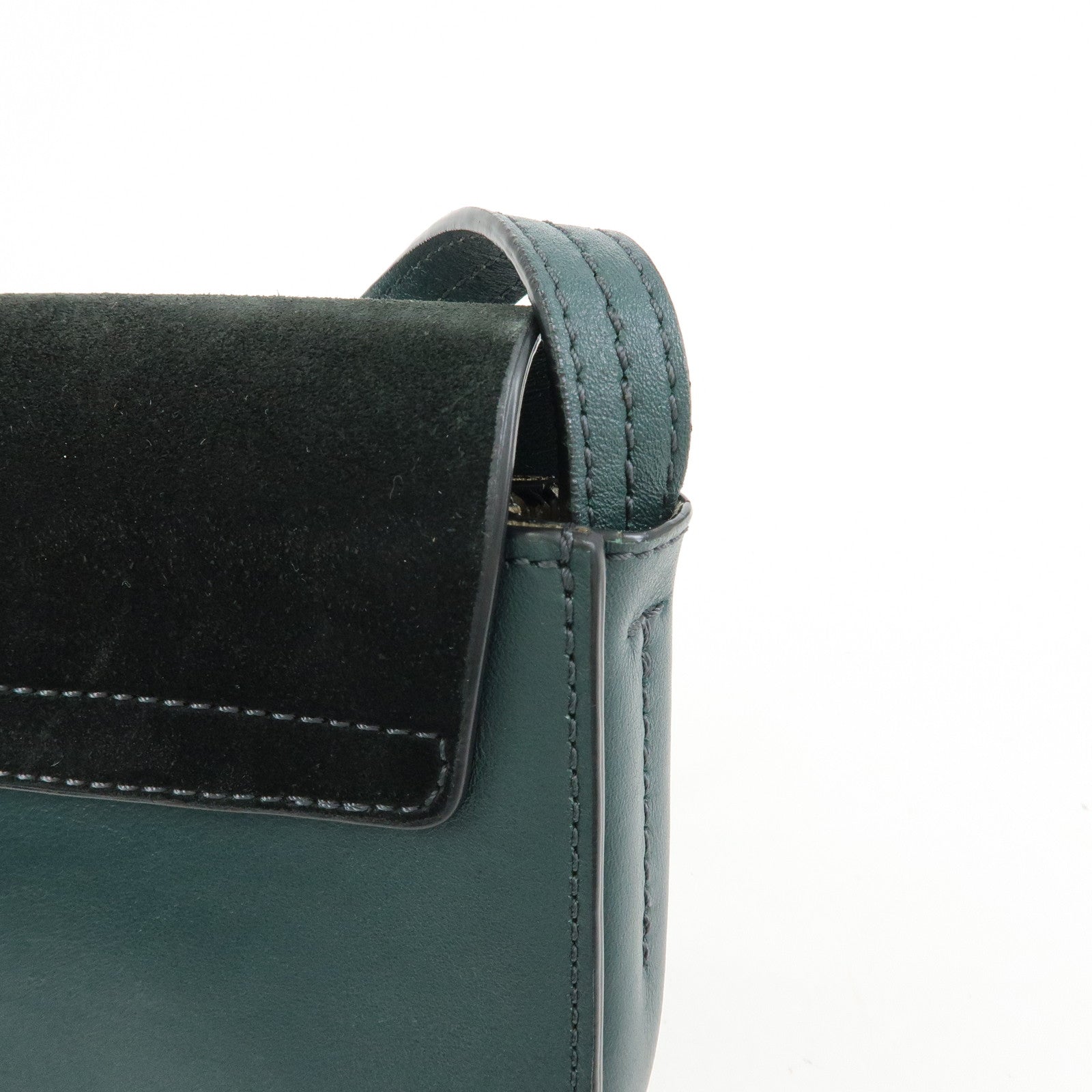 Chloe Faye Suede Leather Shoulder Bag Crossbody Bag Dark Green