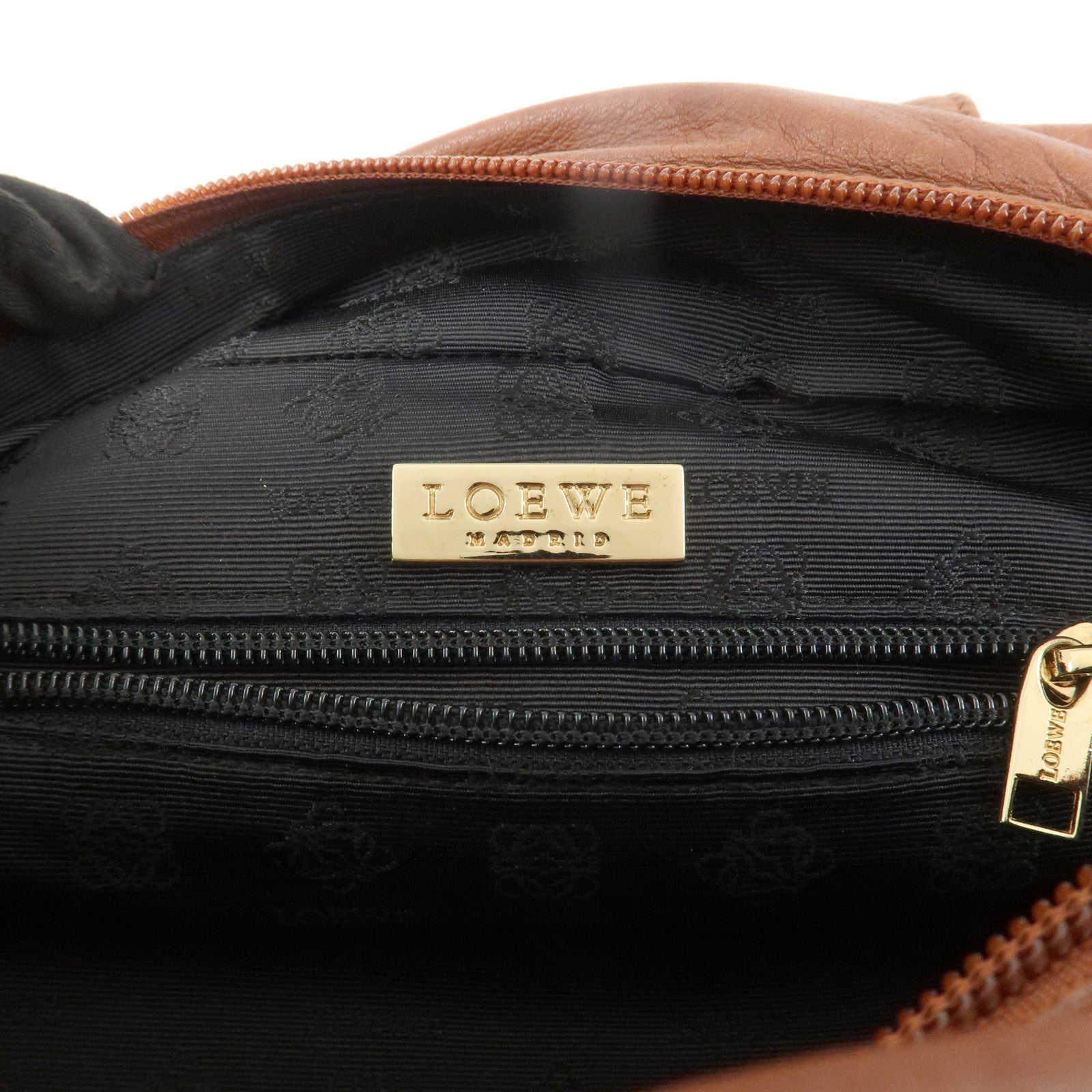 LOEWE Anagram Logo Leather Hand Bag Boston Bag Brown