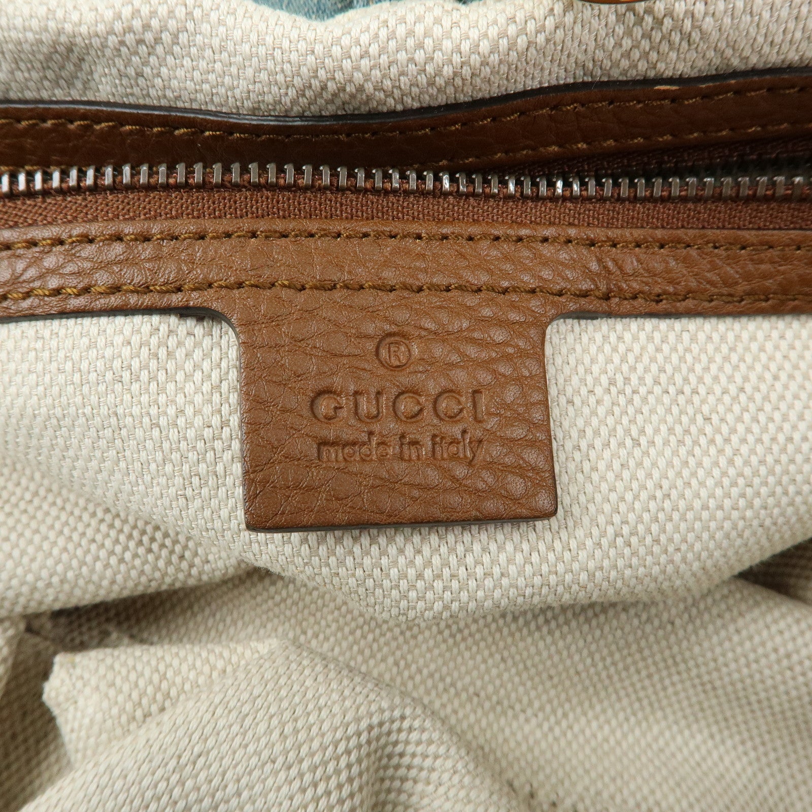 GUCCI SOHO Interlocking G Denim Leather Chain Shoulder Bag 308982