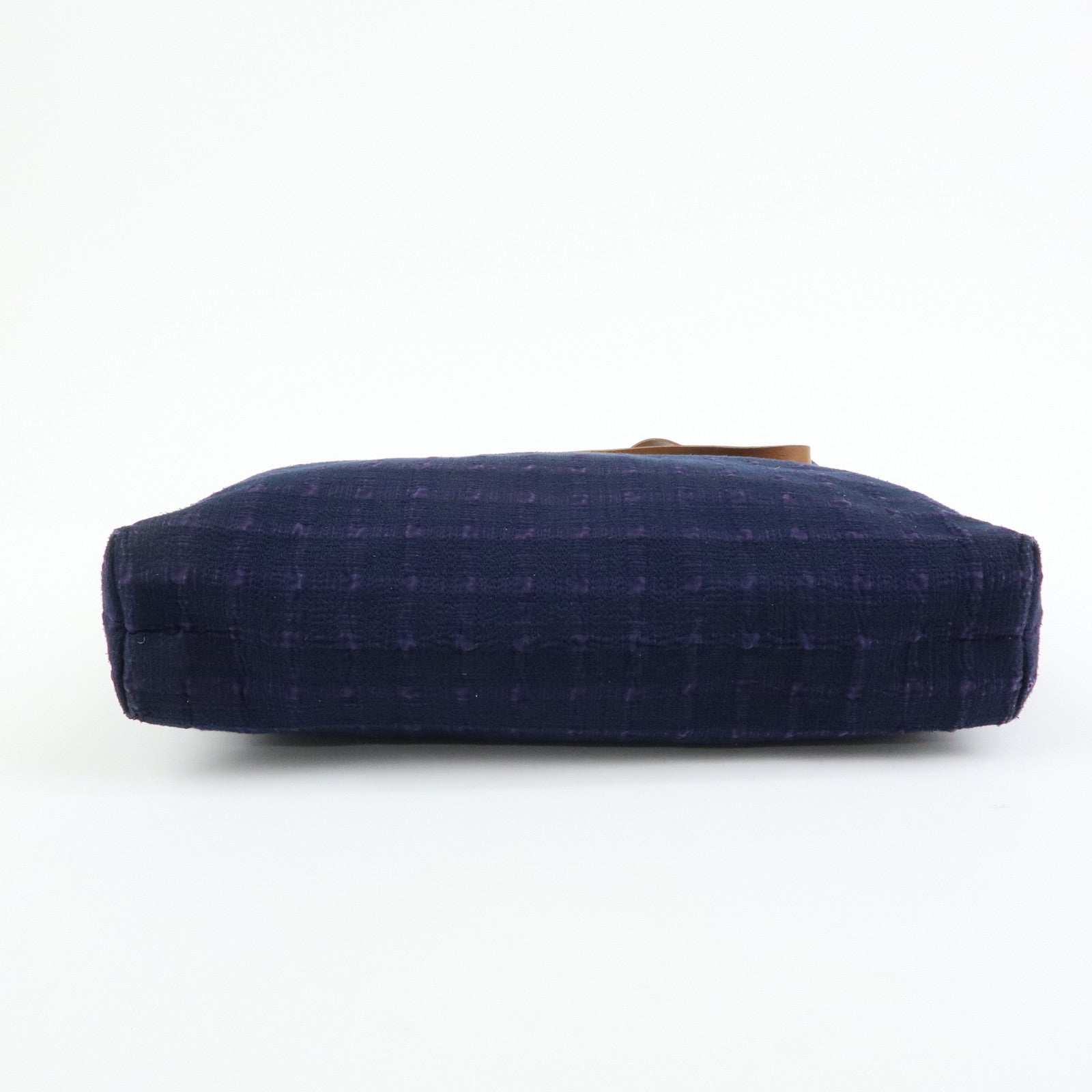 HERMES Amedaba GM Canvas Leather Tote Bag Hand Bag Navy Purple
