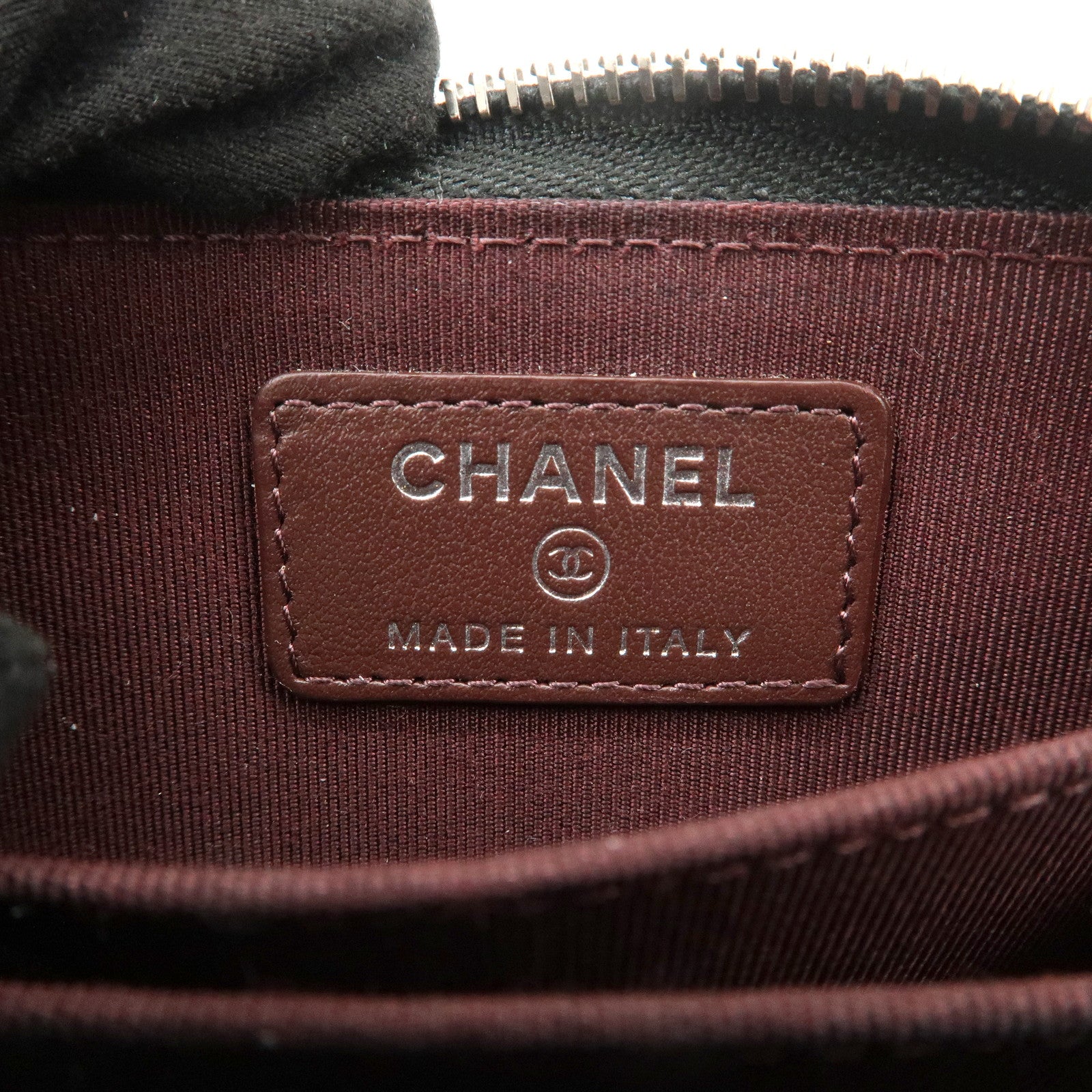 CHANEL Matelasse Caviarskin Coin Case Black Silver Hardware