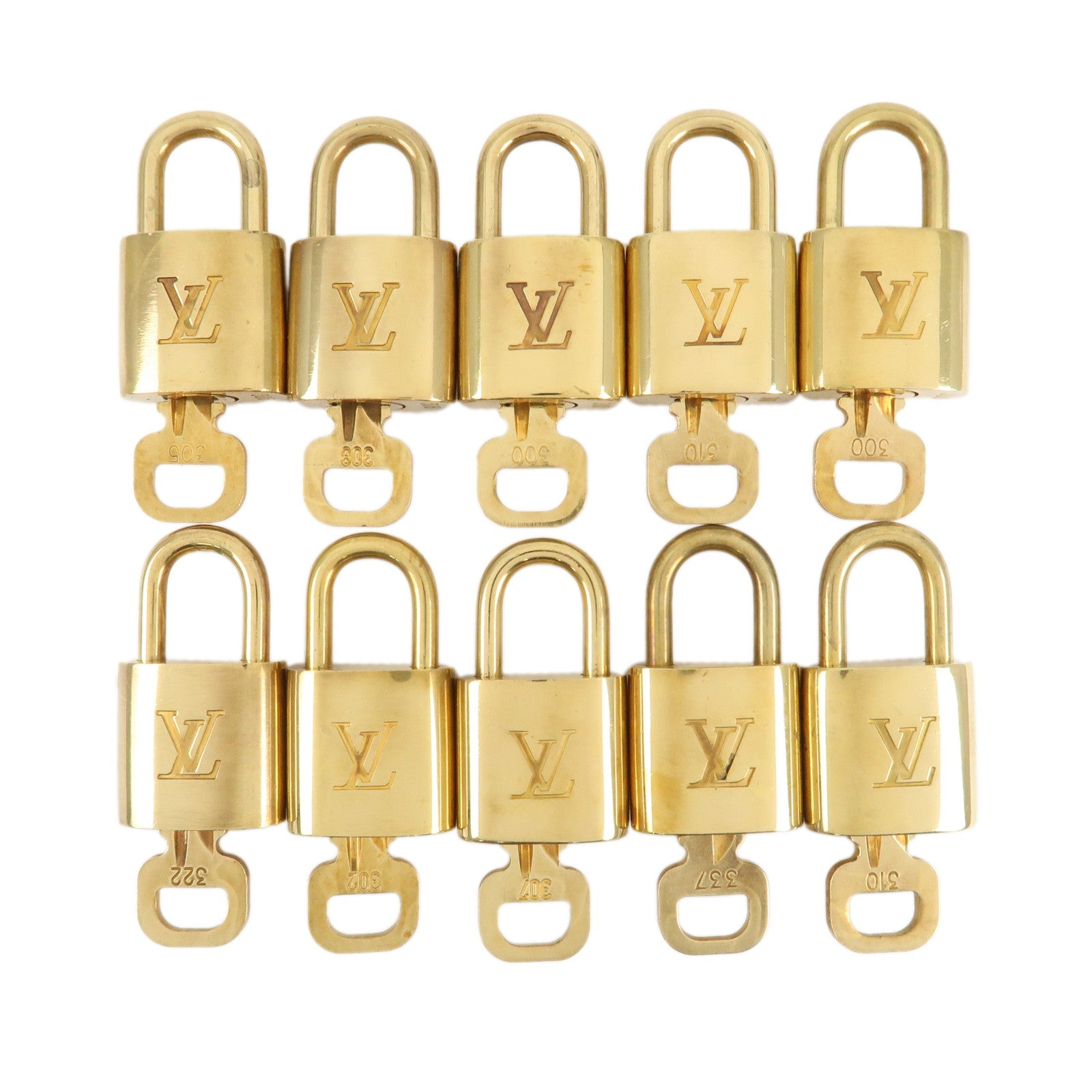 Louis Vuitton Set of 10 Lock & Key Cadena Key Lock Metal Gold