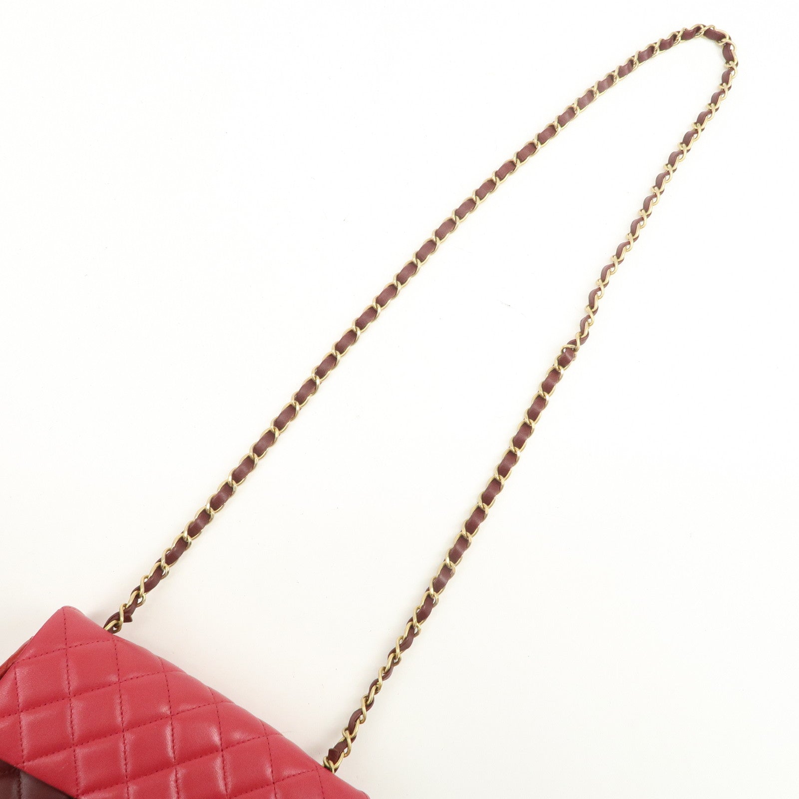 CHANEL Mini Matelasse Lamb Skin Chain Shoulder Bag Red A69900