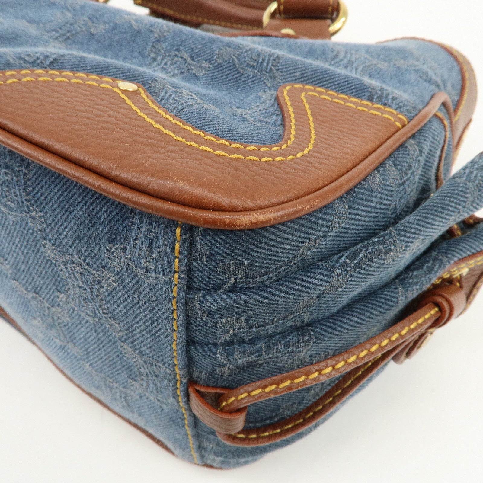 CELINE Macadam Denim Leather Boogie Bag Blue Brown