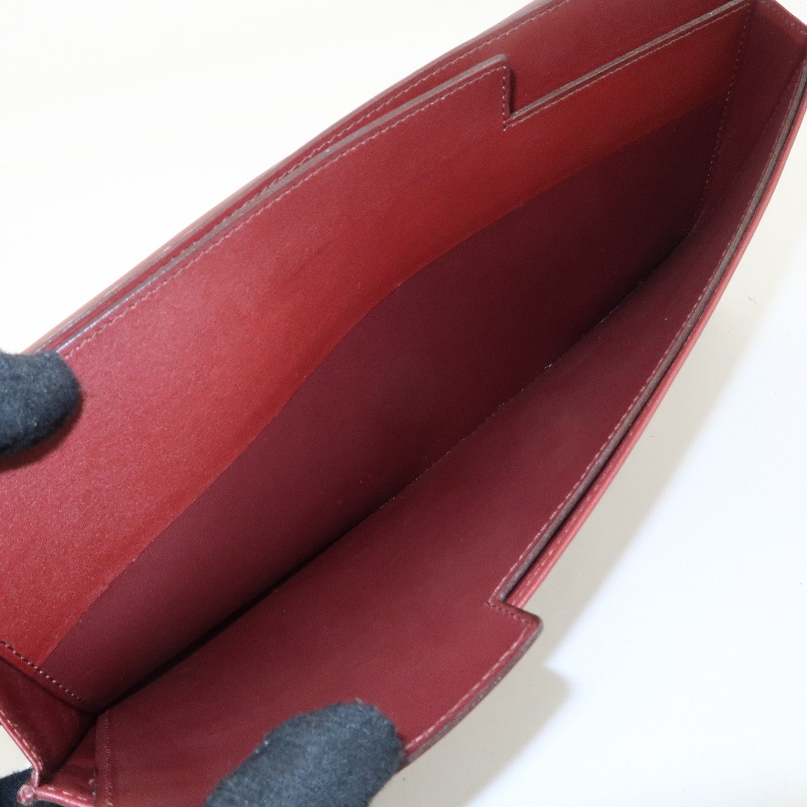 Cartier Must Line Leather Clutch Bag Bordeaux Gold Hardware Used