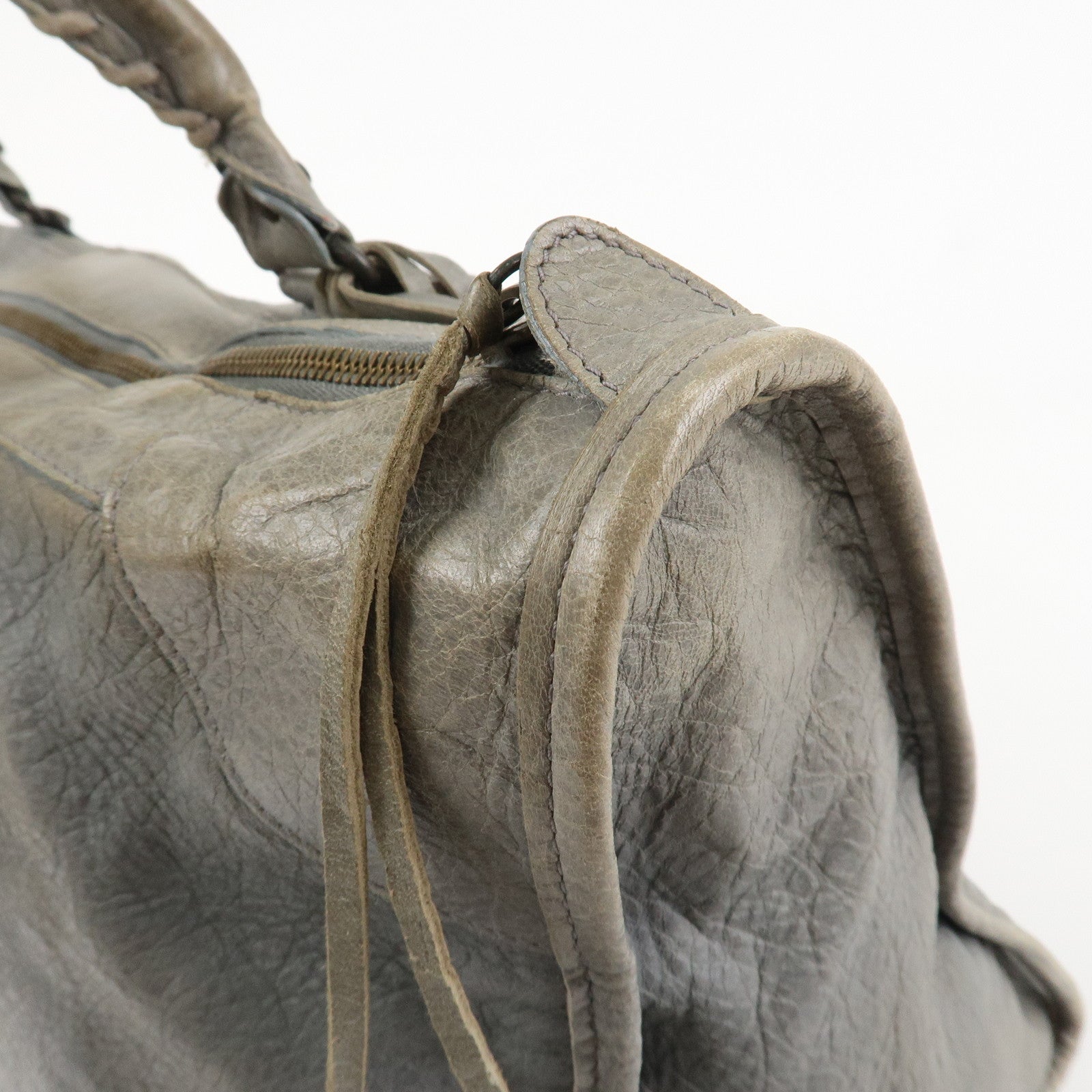 BALENCIAGA The Work Leather Tote Bag Hand Bag Gray Used