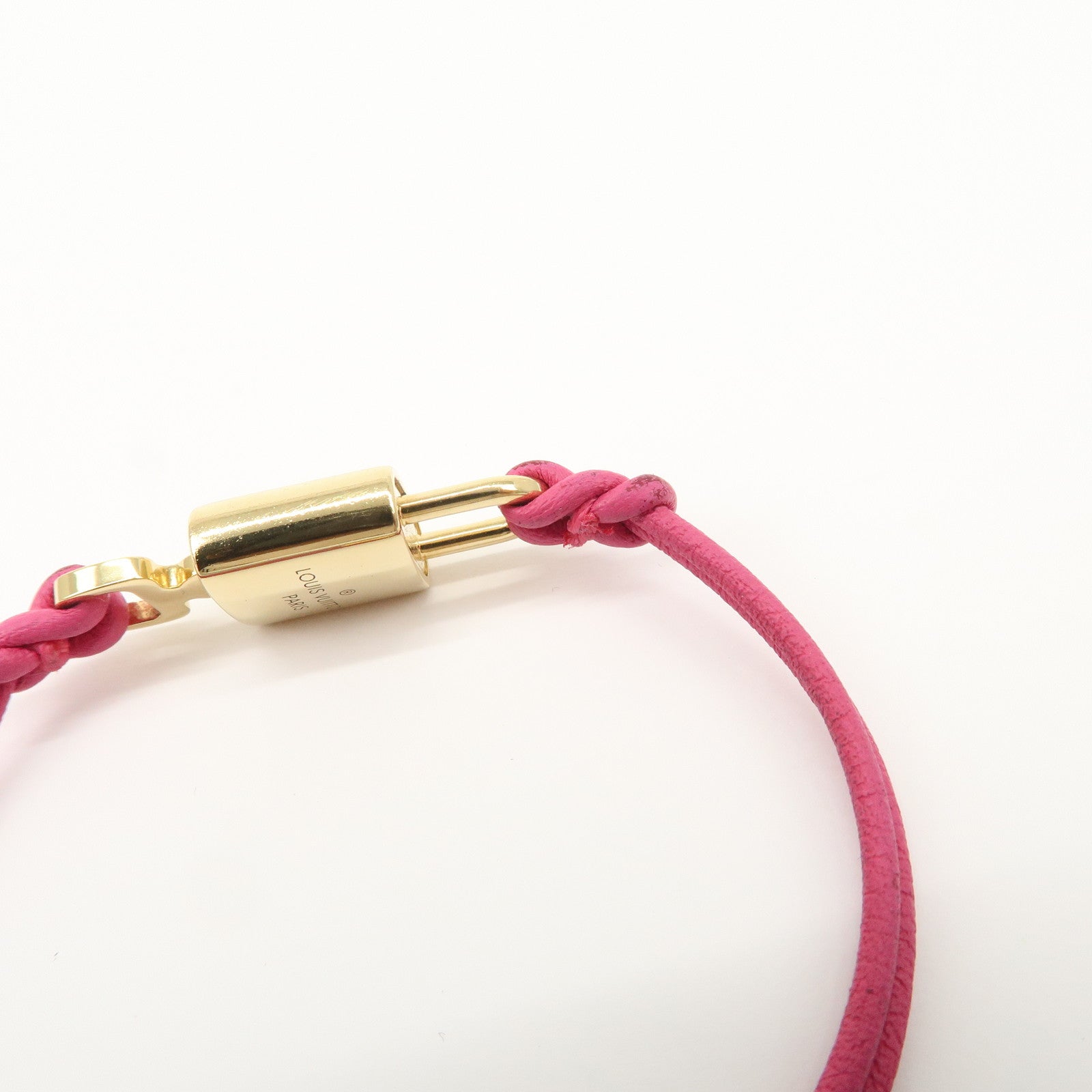 Louis Vuitton Monogram Padlock Bracelet Viole Fuchsia Gold HDW M8521F Used
