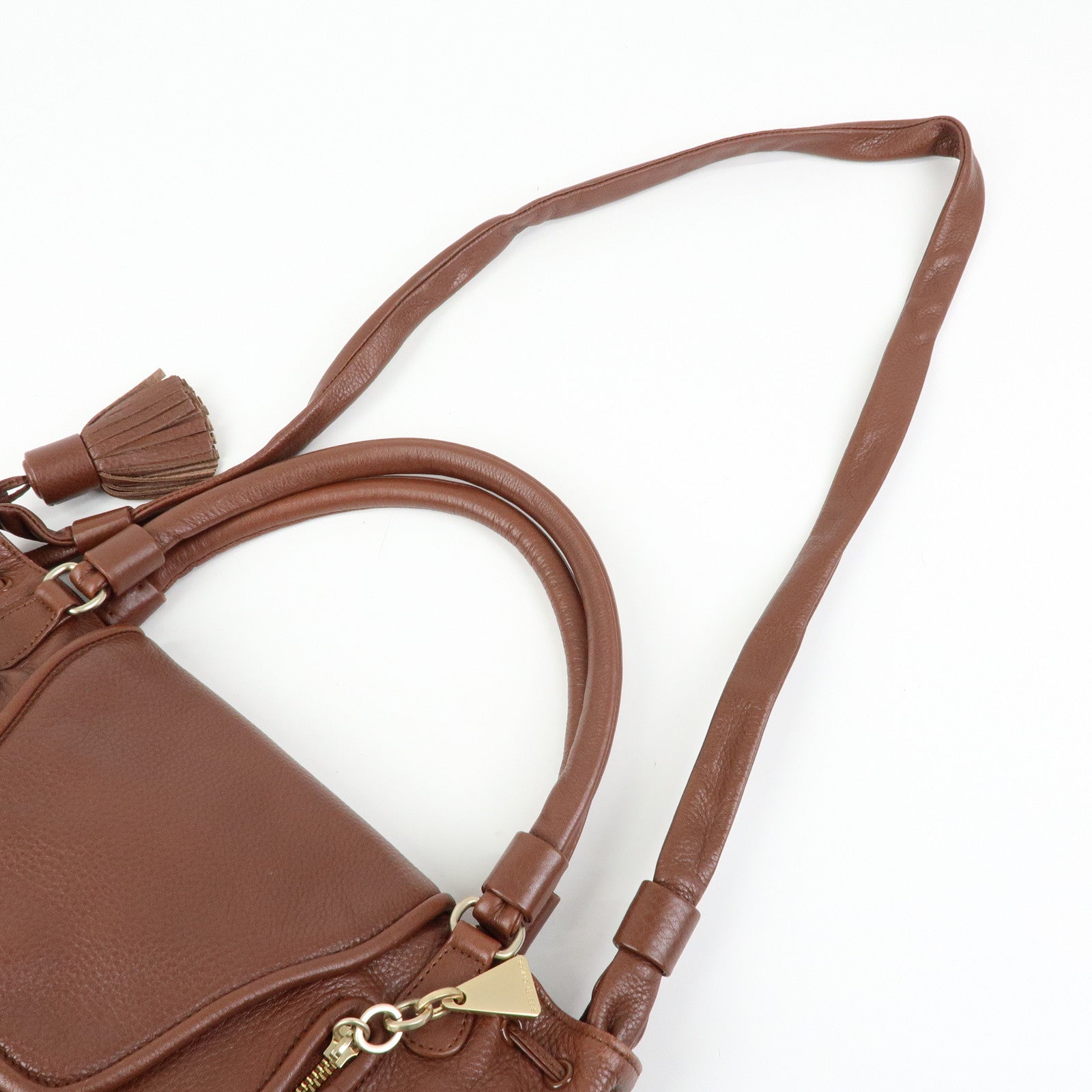 Chloe Cherry Leather 2Way Bag Hand Bag Shoulder Bag Brown