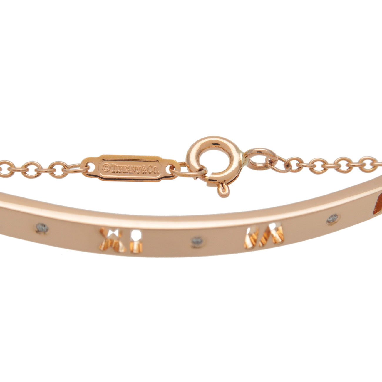 Tiffany & Co Pierced Atlas 3P Diamond Bangle K18 750PG Pink Gold