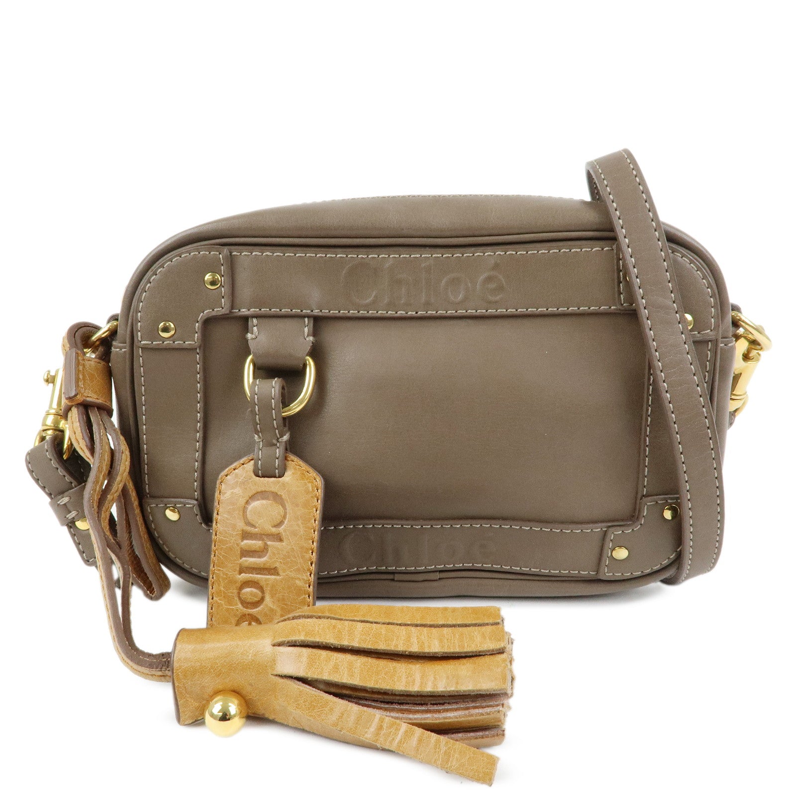 Chloe Eden Leather Tassel Shoulder Bag Crossbody Bag Brown
