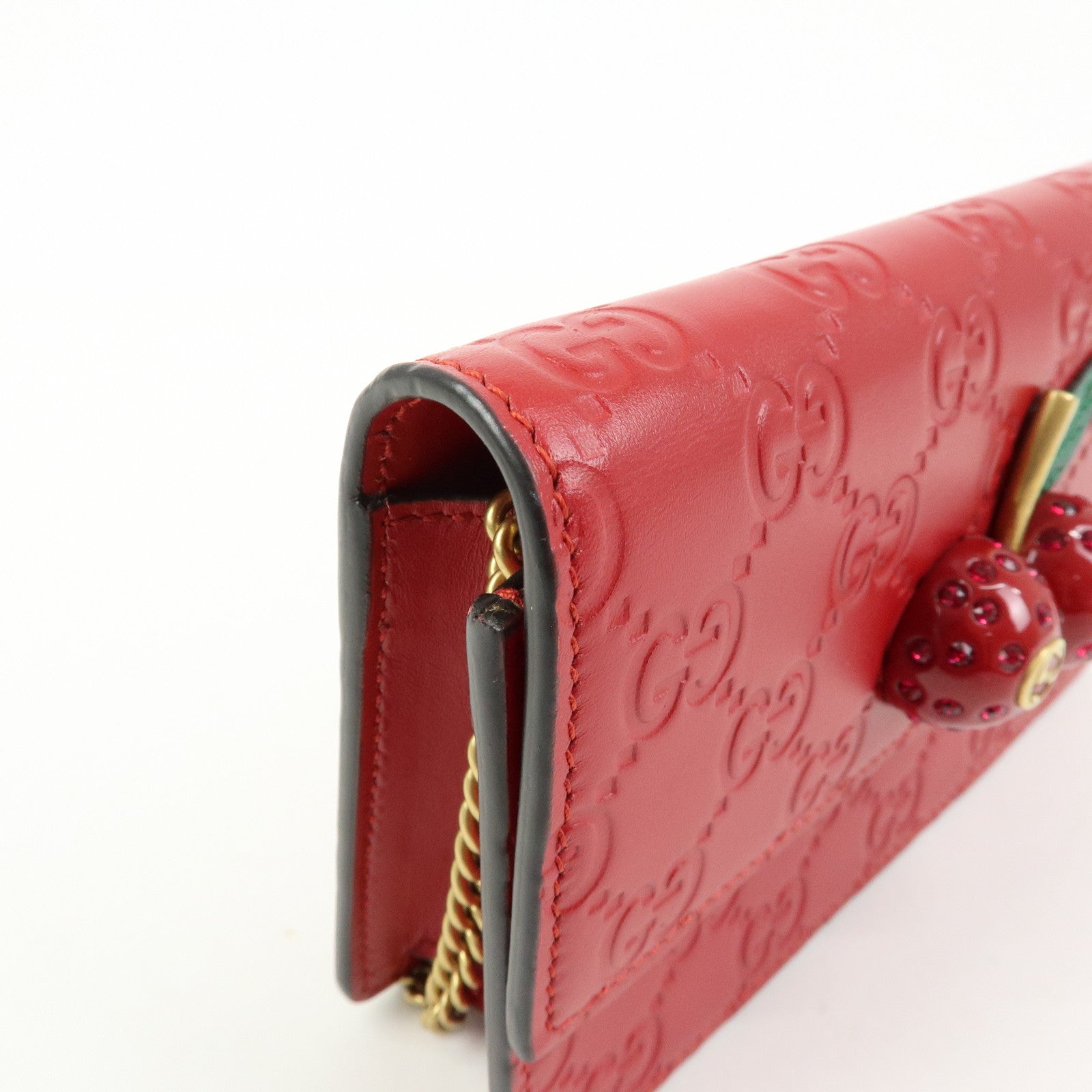 GUCCI Interlocking G Guccissima Chain Shoulder Bag Cherry 481291
