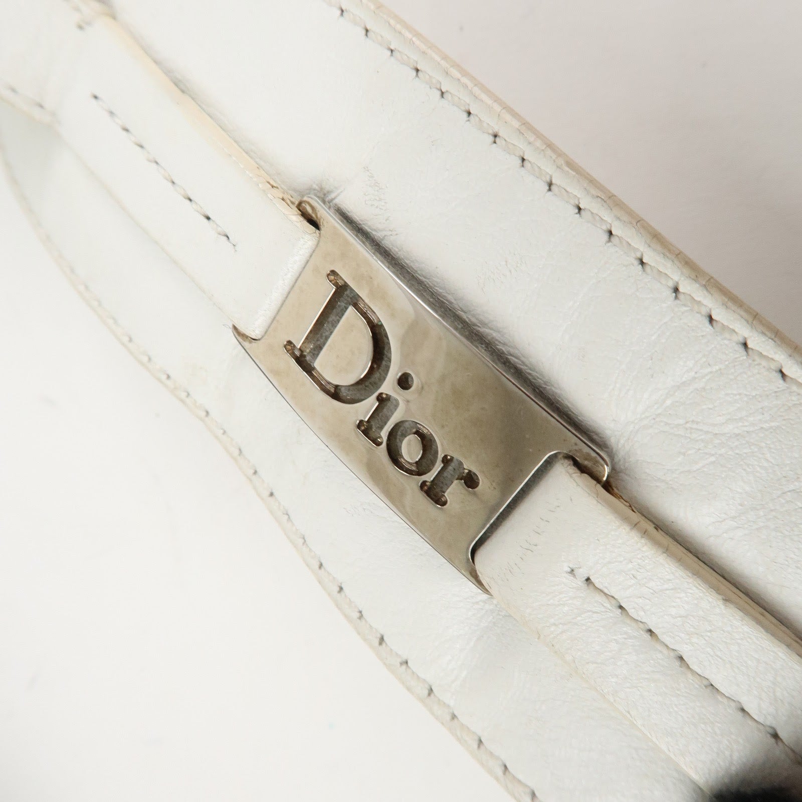 Christian Dior Trotter PVC Leather Shoulder Bag Hand Bag Navy White Used