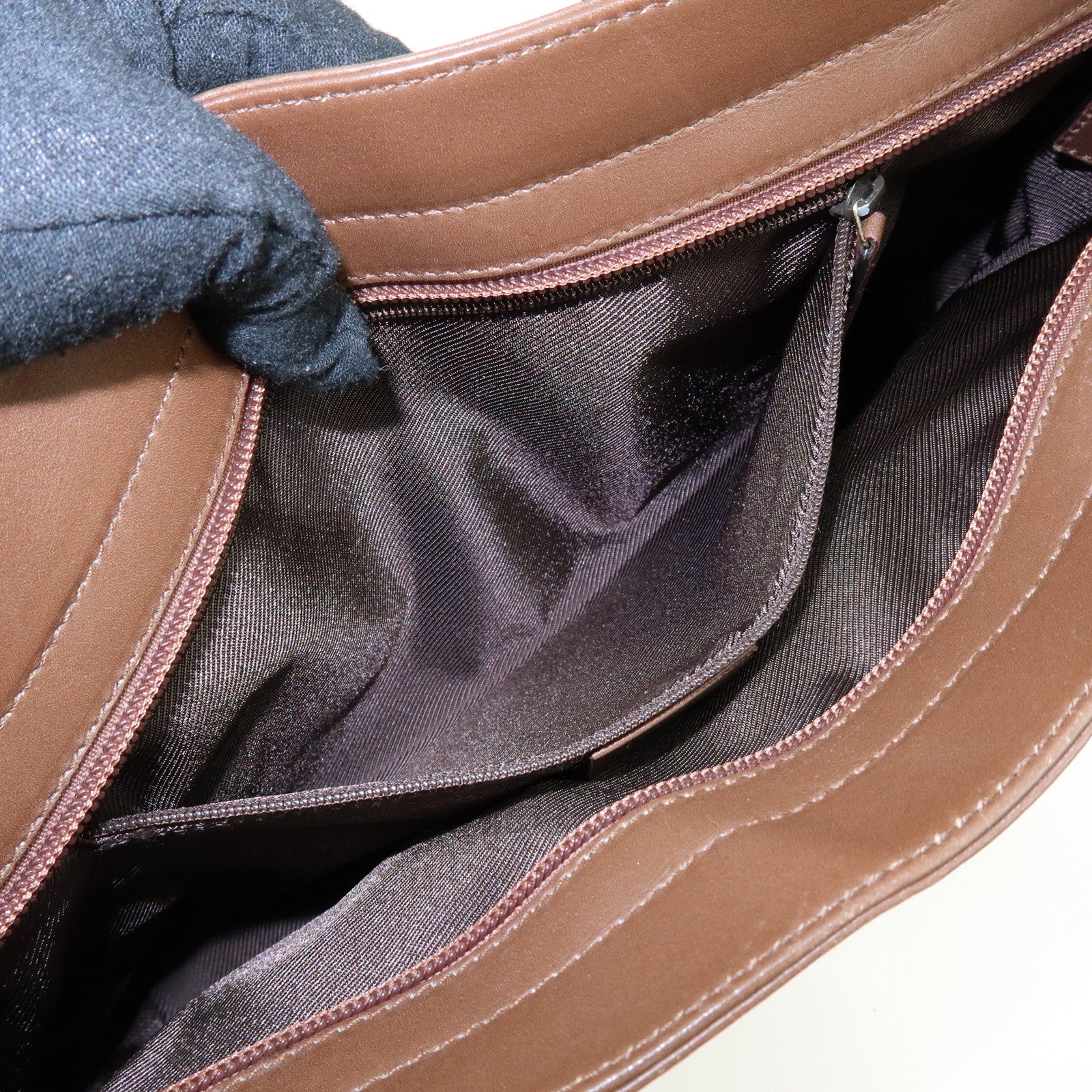 GUCCI GG Canvas Leather Tote Bag Hand Bag Brown 33890