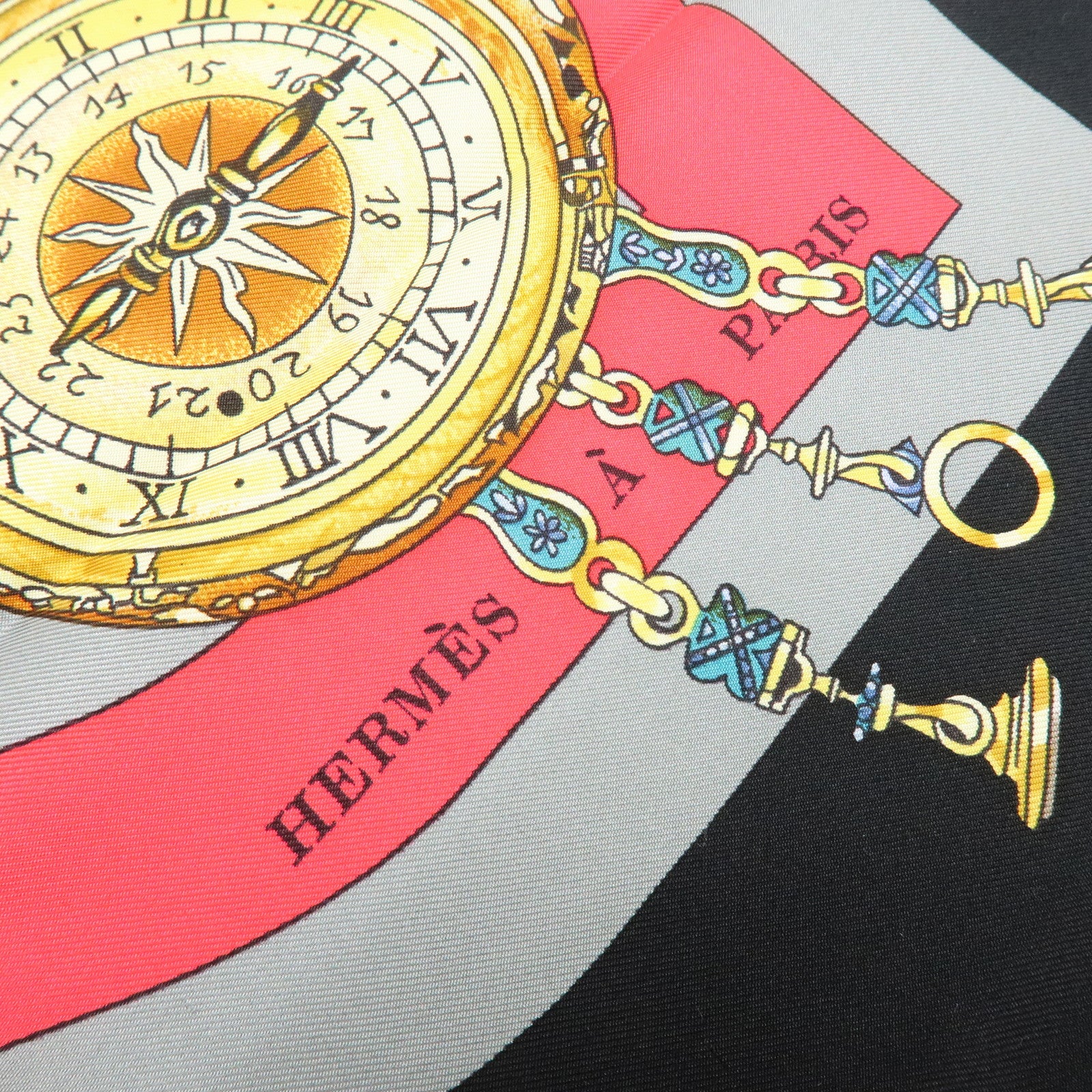 HERMES Carre90 Silk100% Scarf Parmi les fleurs je compte les heures