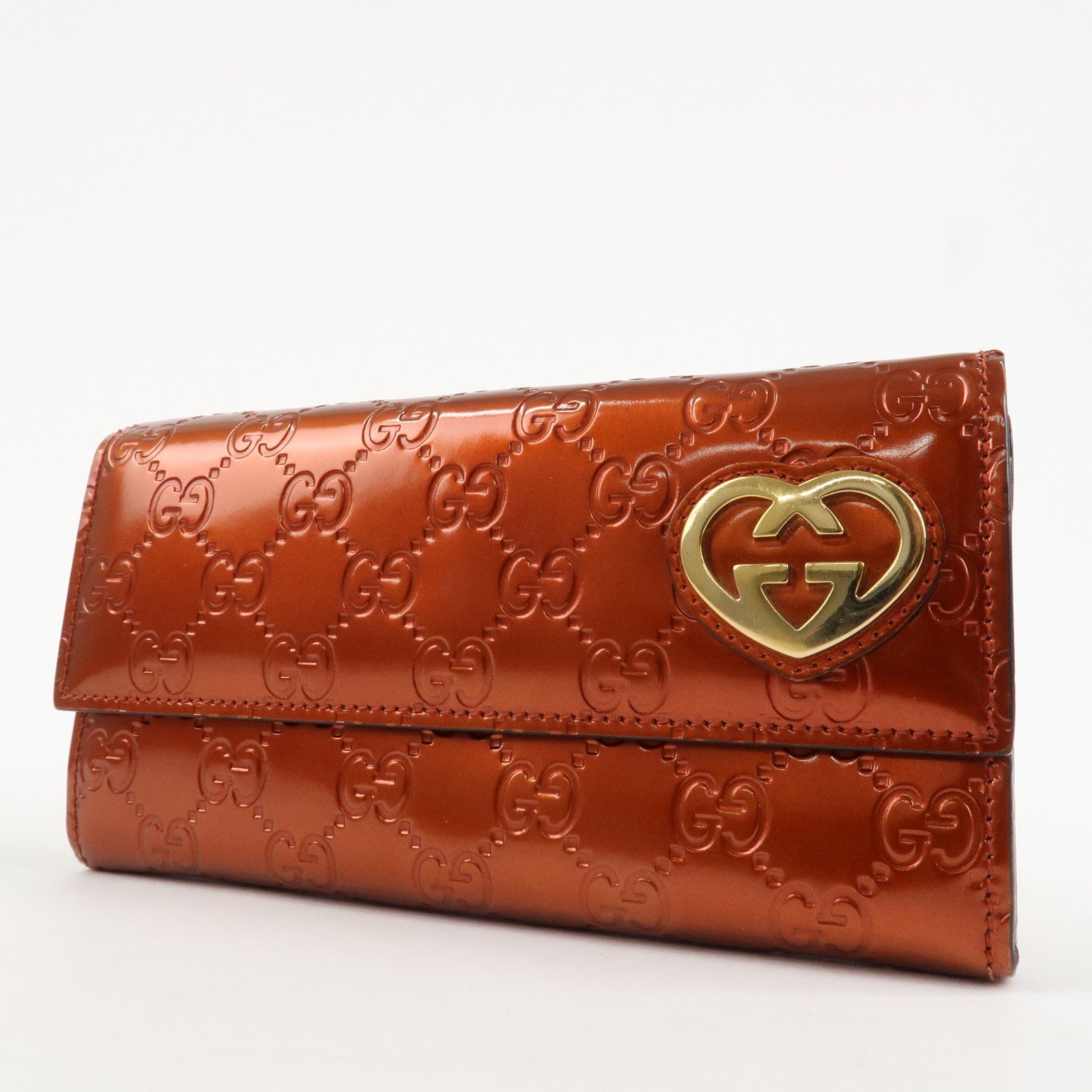 GUCCI Interlocking G Guccissima Lovely Heart Leather Wallet 251861 Used