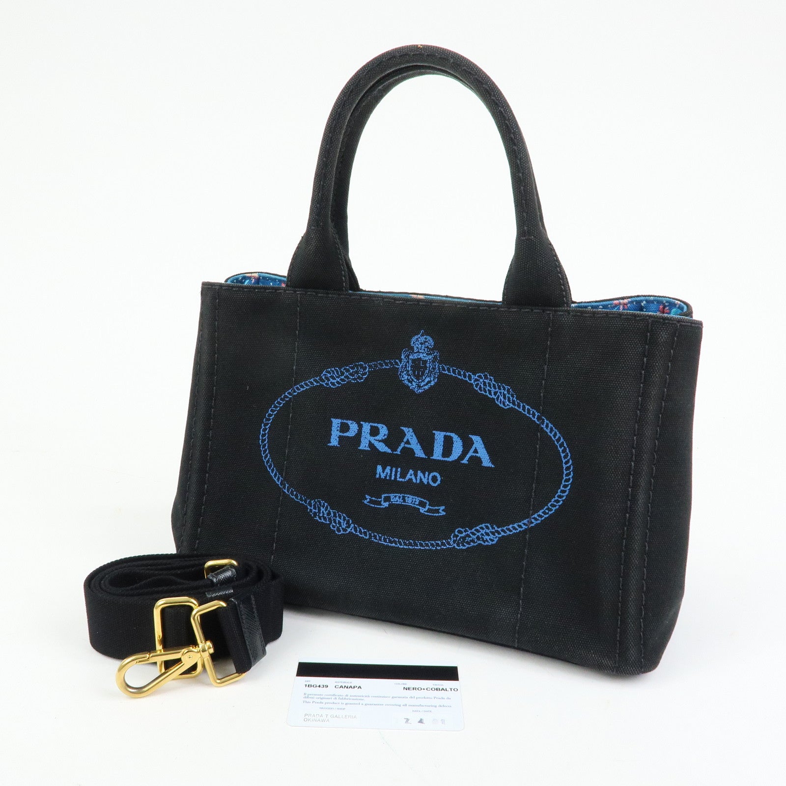 PRADA Triangle Logo Canapa Mini Canvas 2Way Bag Hand Bag 1BG439