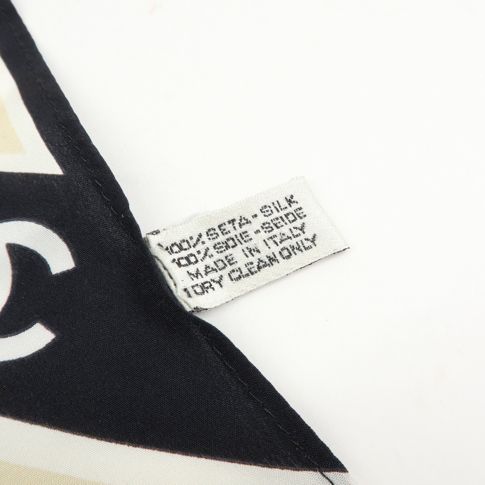 CHANEL COCO Mark Silk100% Train Scarf Shawl Black