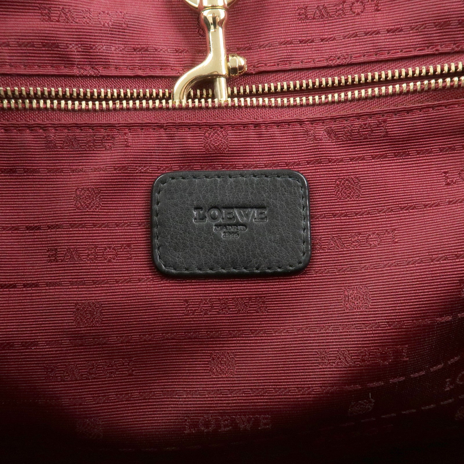 LOEWE Heritage Calf Leather Tote Bag Hand Bag Black