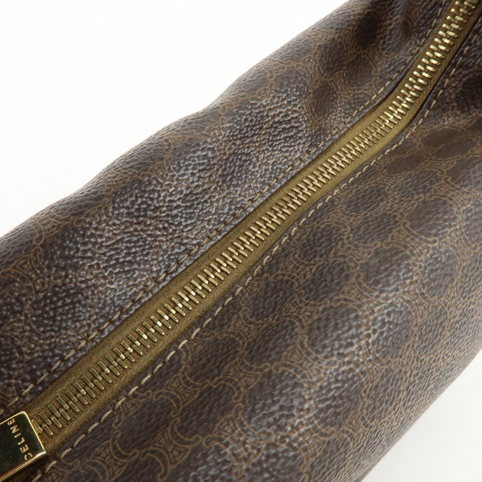 CELINE Macadam PVC Leather Hand Bag Brown