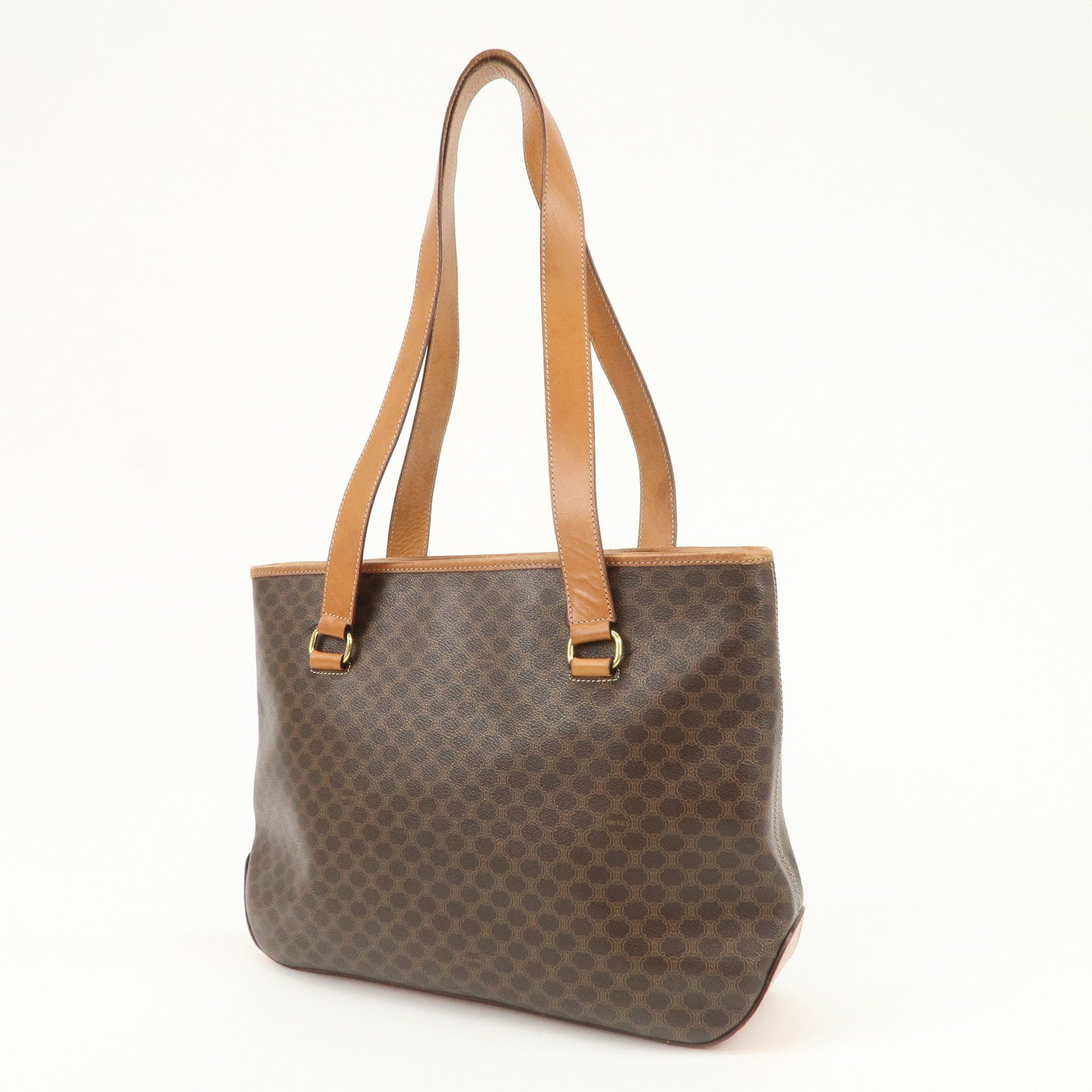CELINE Macadam Logo Tote Bag Shoulder Bag Brown Gold