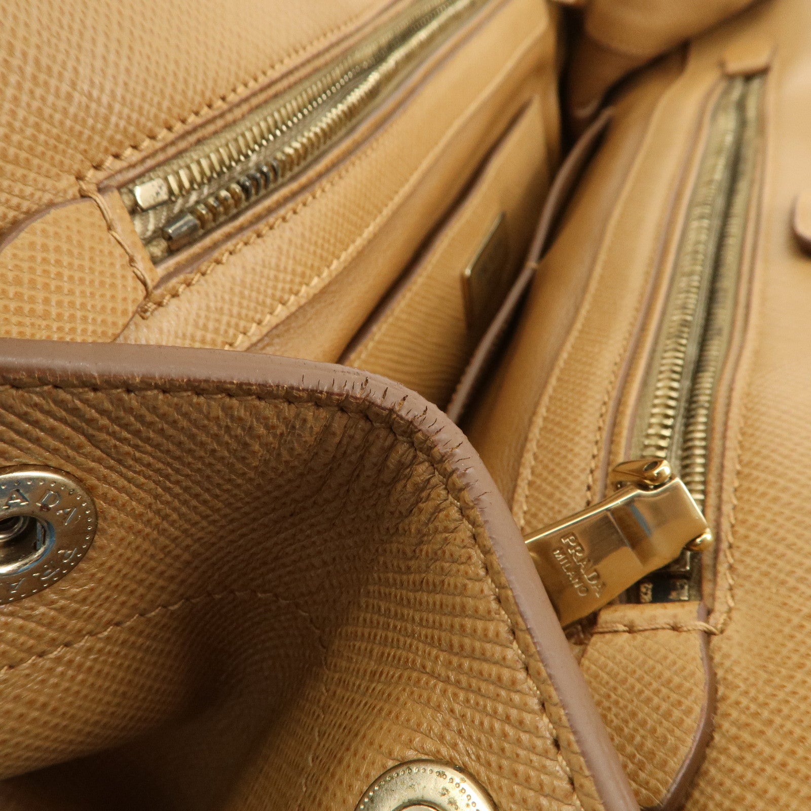 PRADA Leather 2Way Bag Hand Bag Shoulder Bag Light Brown BN2572