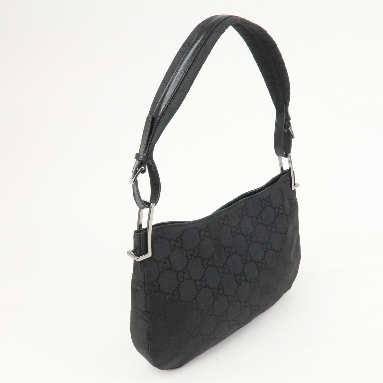 GUCCI GG Monogram Nylon Leather Shoulder Bag Black 001・3193