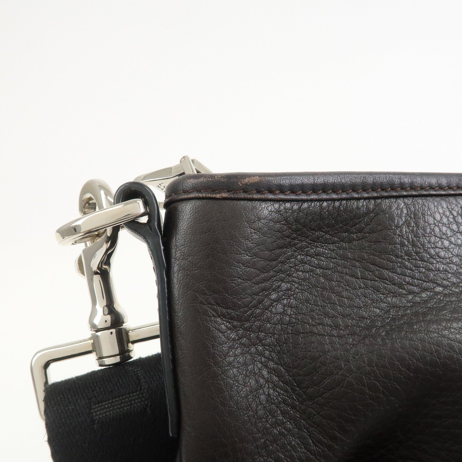 LOEWE Anagram Leather Shoulder Bag Crossbody Bag Dark Brown