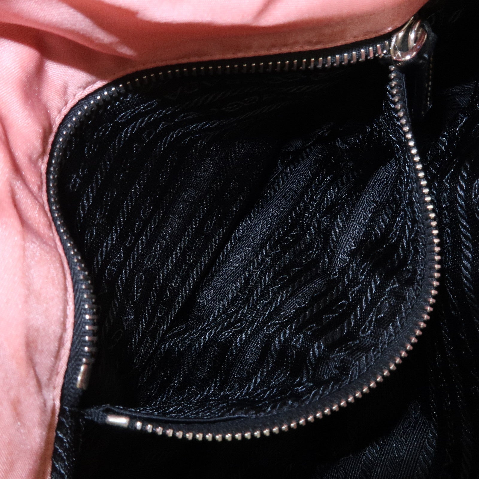 PRADA Triangle Logo Leather Nylon Shoulder Bag Tote Bag Pink BR2236 Used
