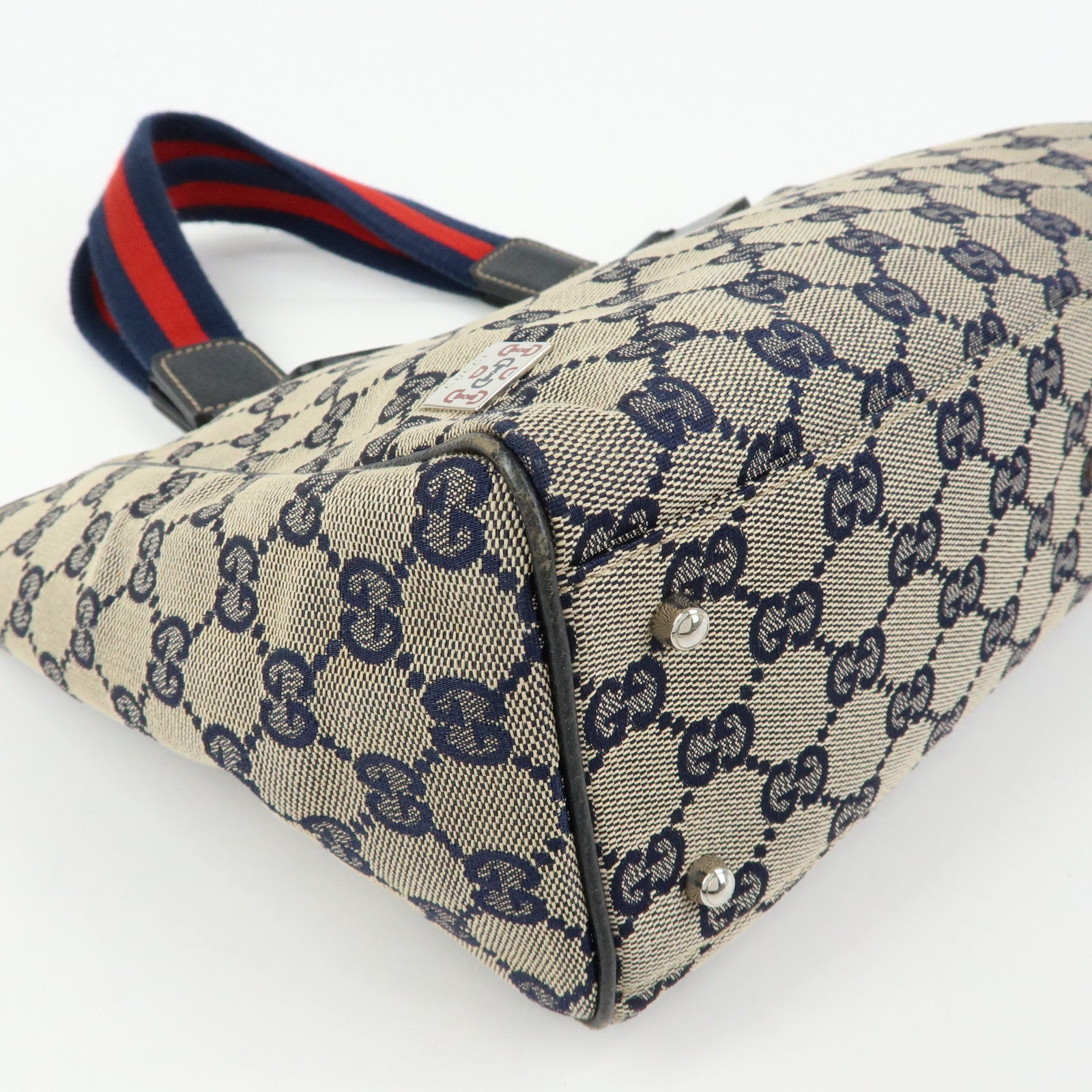 GUCCI Sherry Horsebit GG Canvas Leather Tote Bag Hand Bag 145810