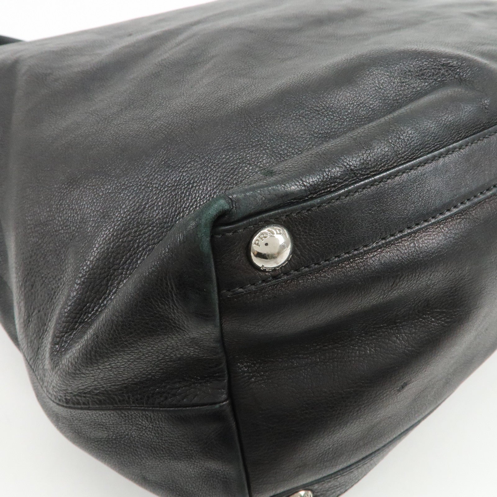 PRADA Leather 2Way Bag Tote Bag Shoulder Bag Black VA0801