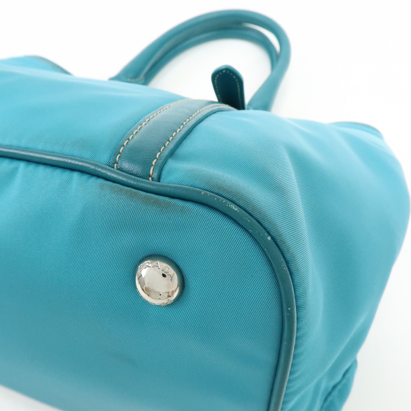 Prada Nylon Leather 2Way Bag Hand Bag Shoulder Bag Blue