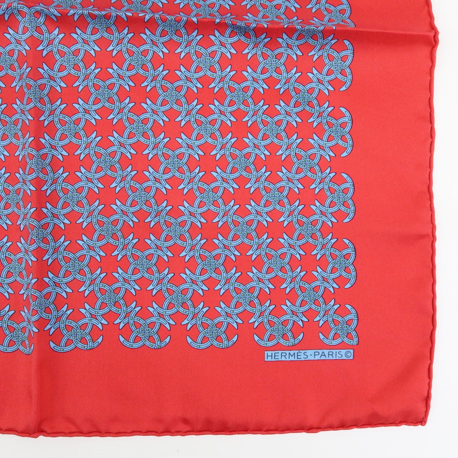 HERMES Carre 42/20 Set of 2 Silk 100% Scarf QUADRIGE Red Blue