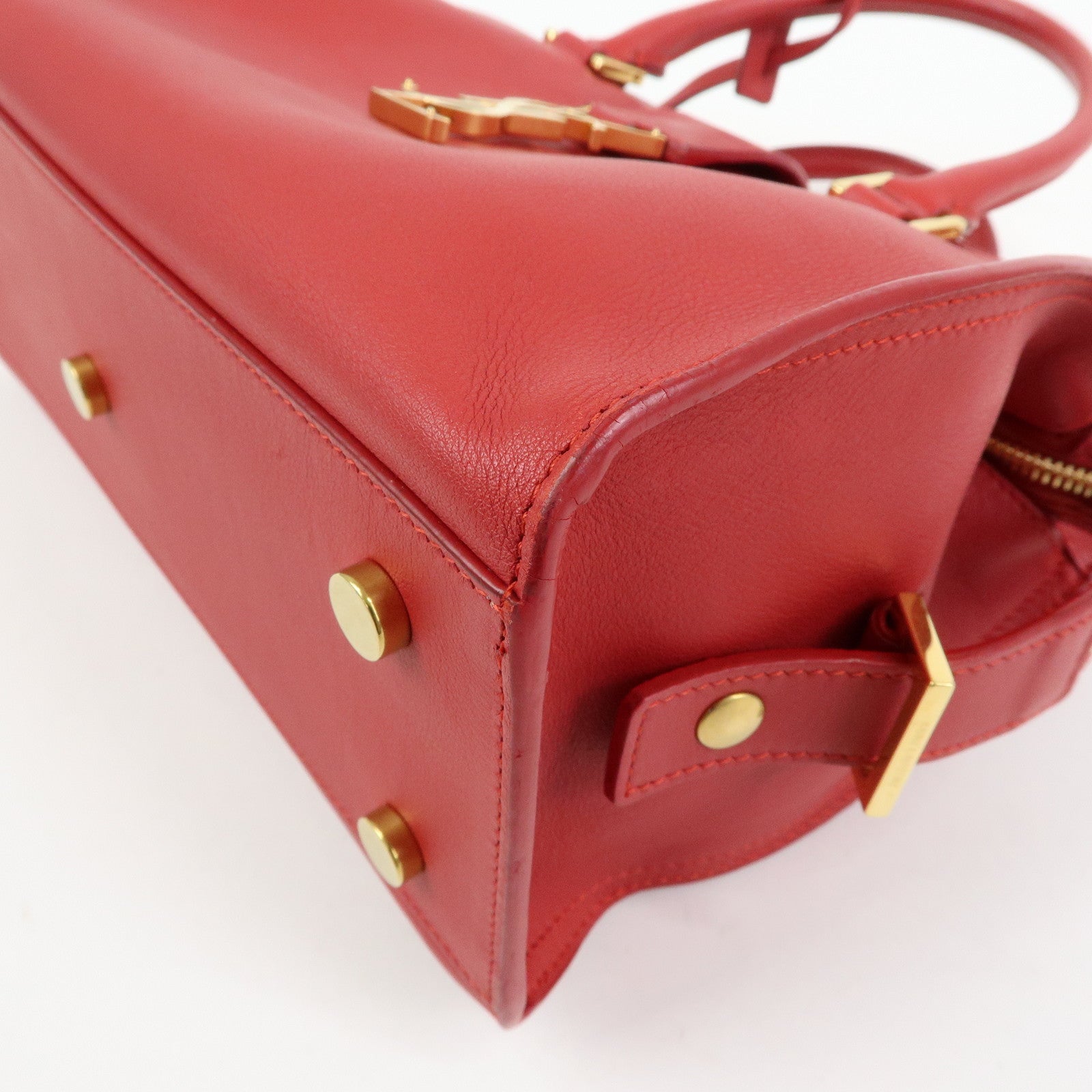 SAINT LAURENT PARIS Baby Cabas Leather 2Way Bag Hand Bag Red 424868