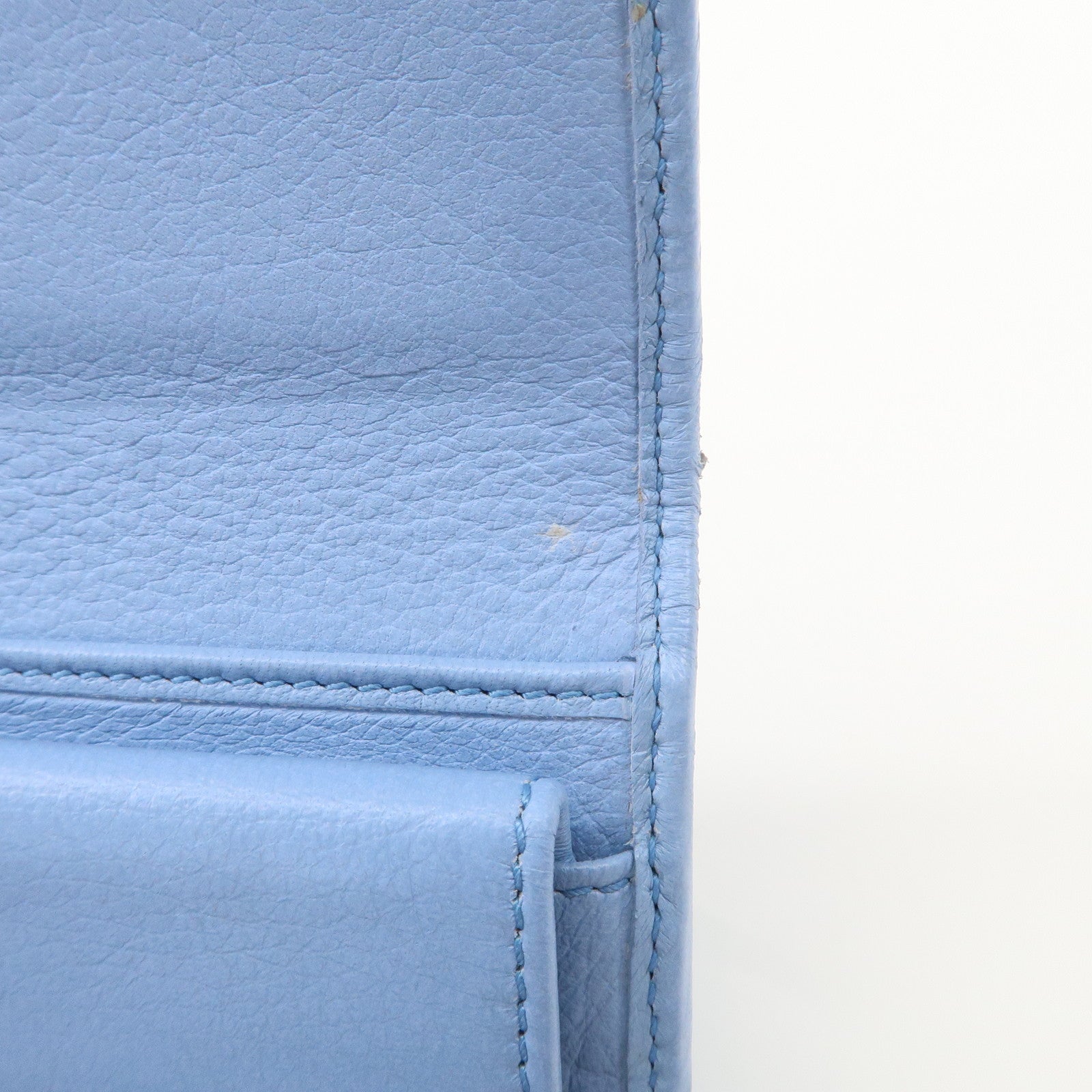 GUCCI Trifold Leather Wallet Blue Gold Hardware 346057 Used