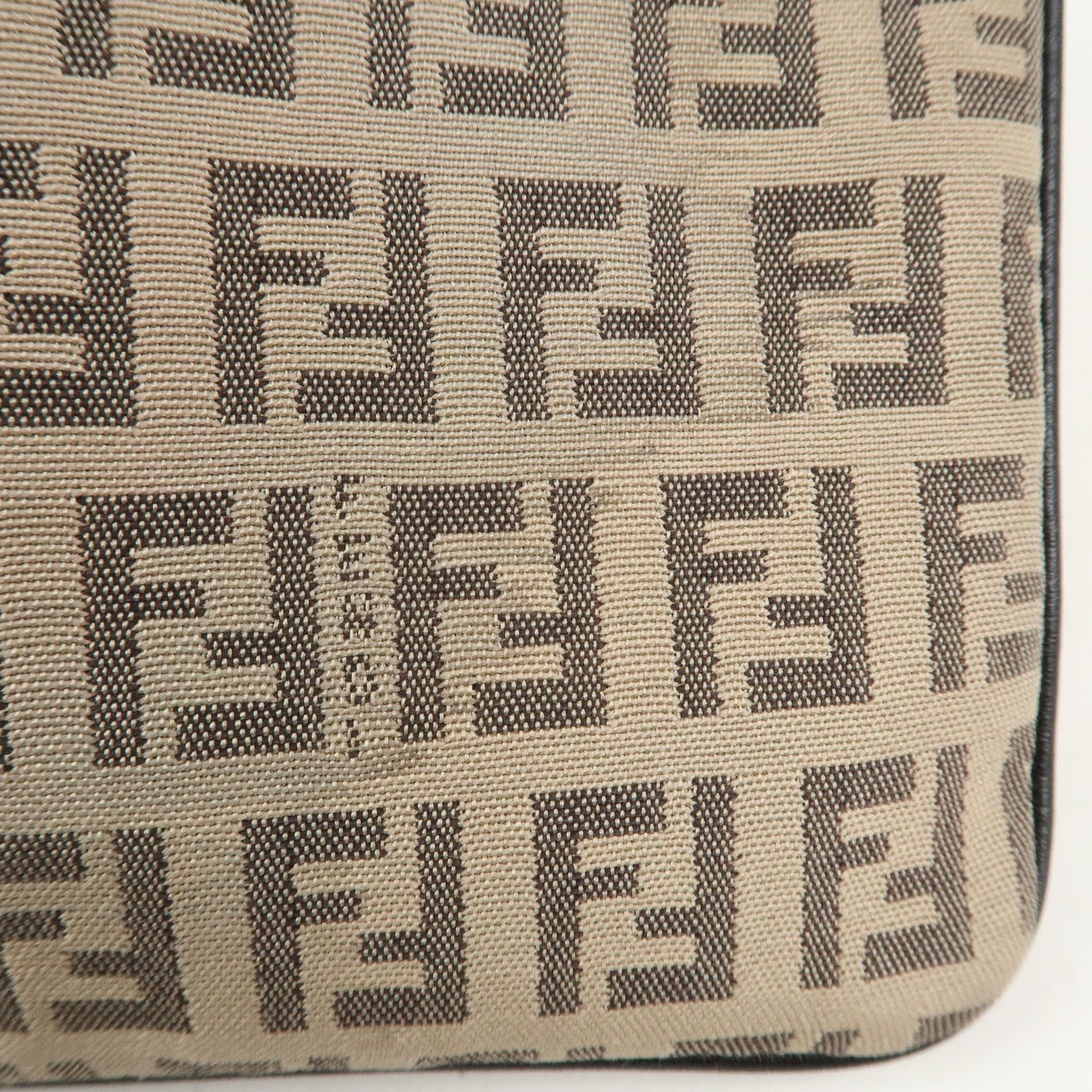 FENDI Zucchino Canvas Leather Shoulder Bag Crossbody Bag 8BT047