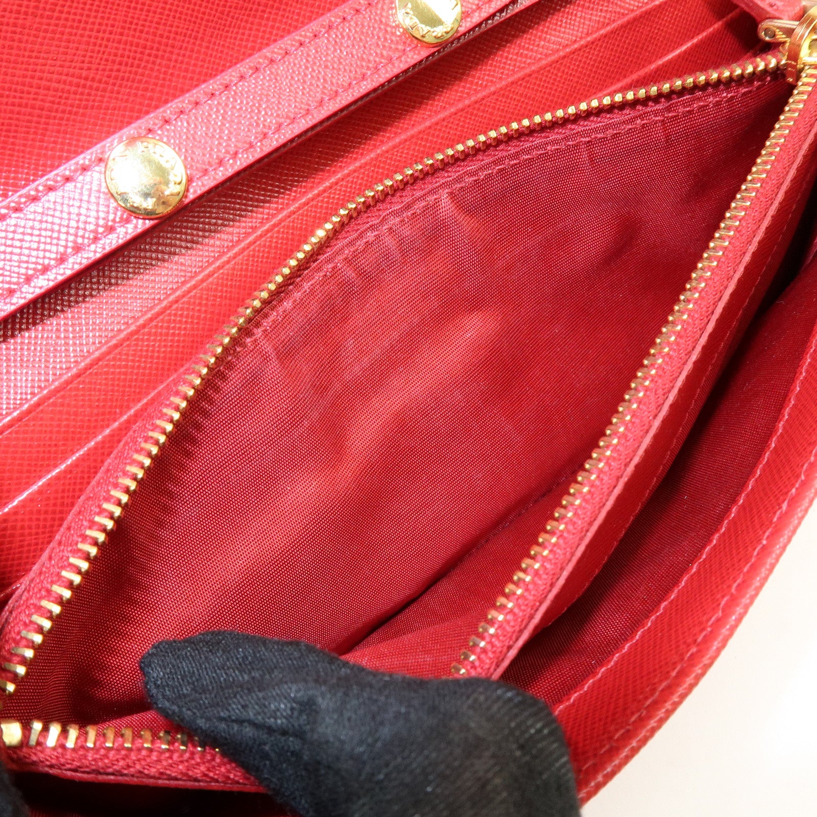 PRADA Saffiano Leather Chain Wallet Shoulder Bag Red 1M1290