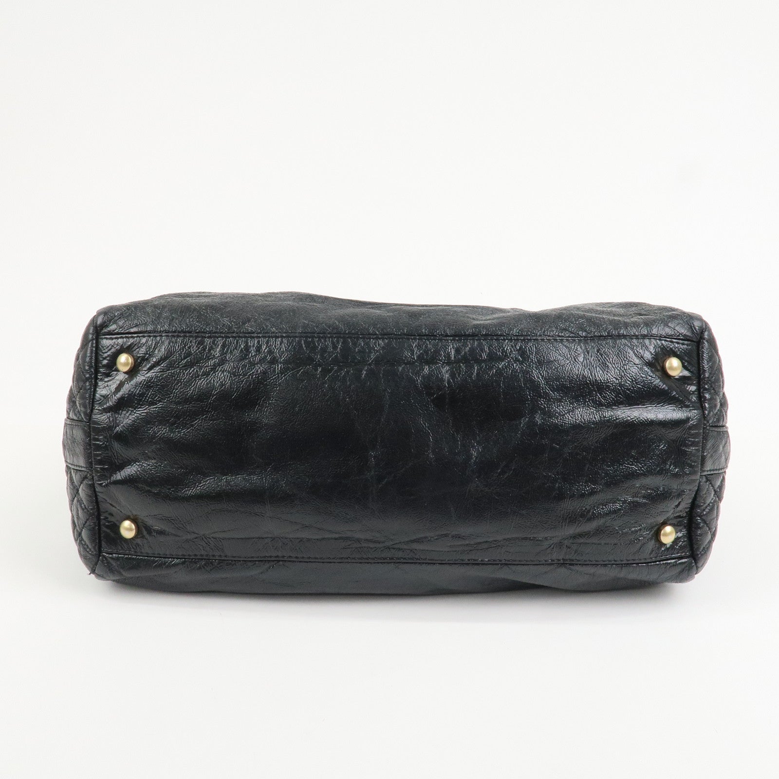 CHANEL Leather Chain Shoulder Bag Hand Bag Black Gold