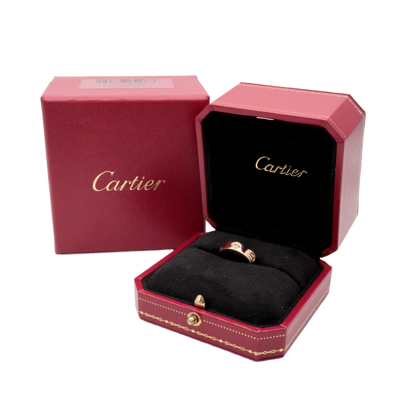 Cartier Love 3P Half Diamond Ring K18 750YG Yellow Gold #46 US3.75