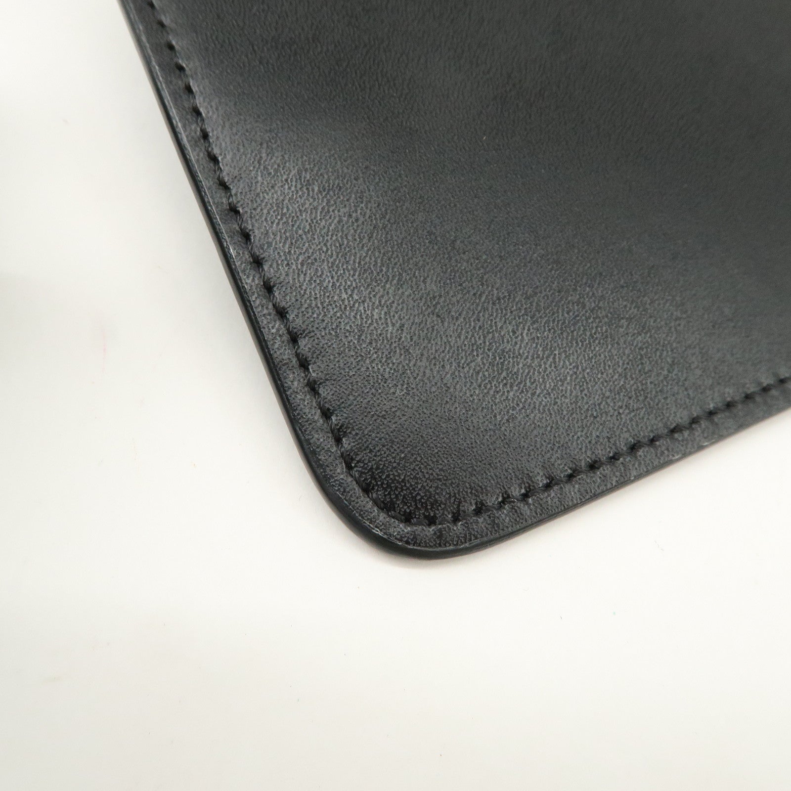 FENDI Logo Leather Studs Coin Purse Coin Case Black 8AP151 Used